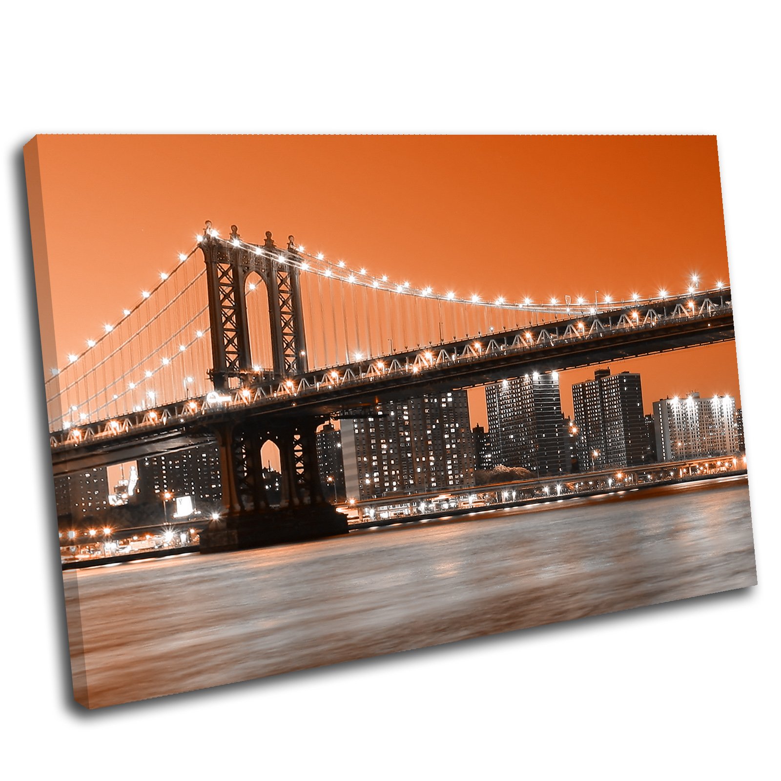Canvas Culture Orange - New York City Brooklyn Bridge Cityscape Canvas Print 60 X 40Cm