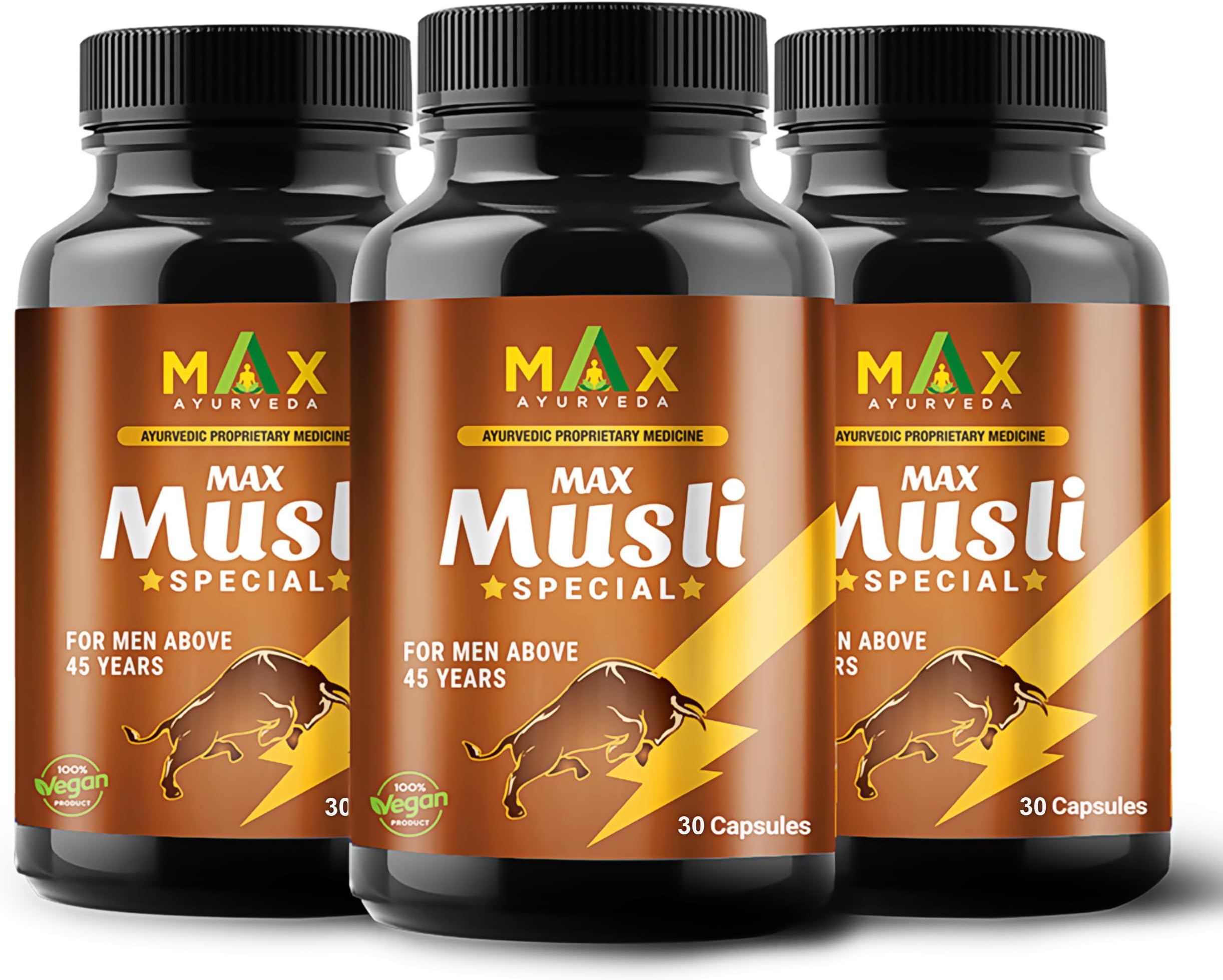 Musli Special Capsules For 45+ Men | Power, Strength, Energy and Stamina Booster | 100% Vegan | Premium Ayurvedic Supplement - (90 Capsules), Pack Of 3