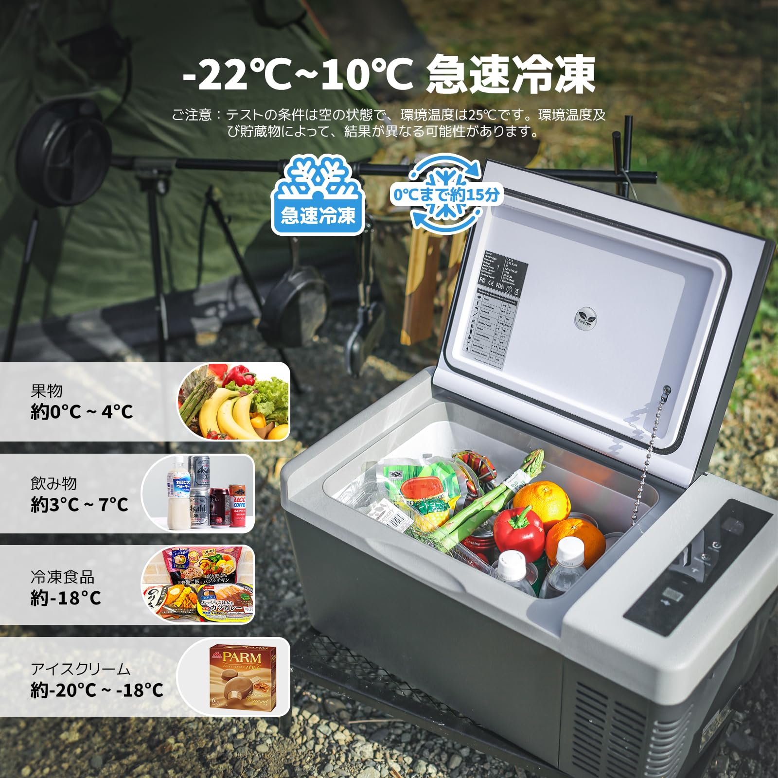 Amazon.co.jp: F40C4TMP ポータブル冷蔵庫 車載冷蔵庫 28L -22℃～10 