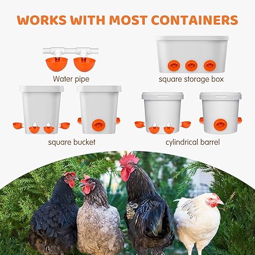 Miniatura 7 de Alimentador automático de pollos sin desperdicios, alimentador automático de aves de corral, juego de comedero y bebedero de pollos para bricolaje,