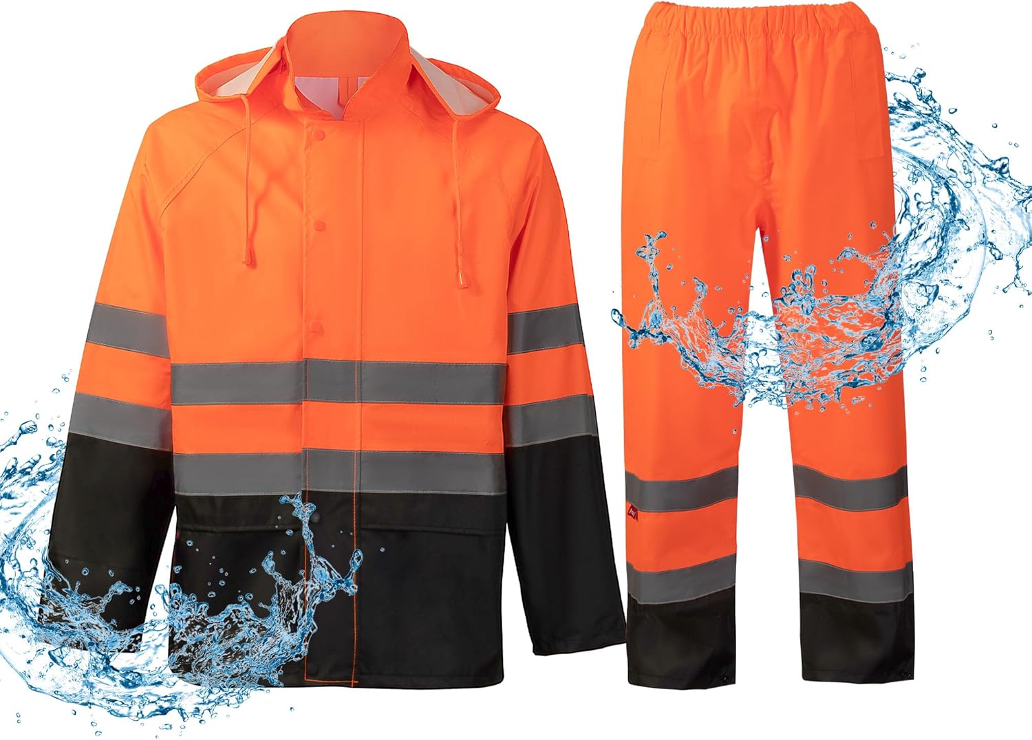 ProtectX High Visibility Waterproof Rain Gear for Men and Women, Hi Vis Reflective Safety Rain Jacket and Pant Suits Workwear