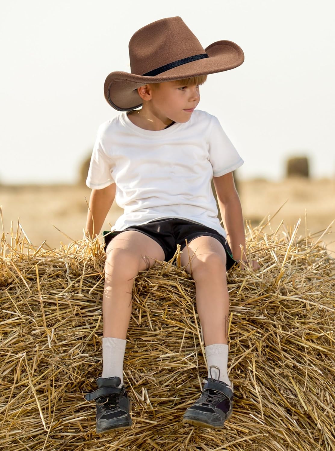 JOYEBUY Kids Western Cowboy Hat for Boys Girls Classic Fedora Hat Felt Cowboys Hats with Leather Buckle - Image 5