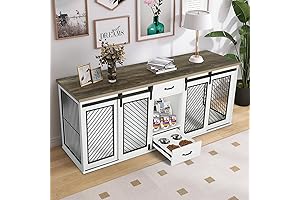 85" Large Dog Crate Furniture with Drawer