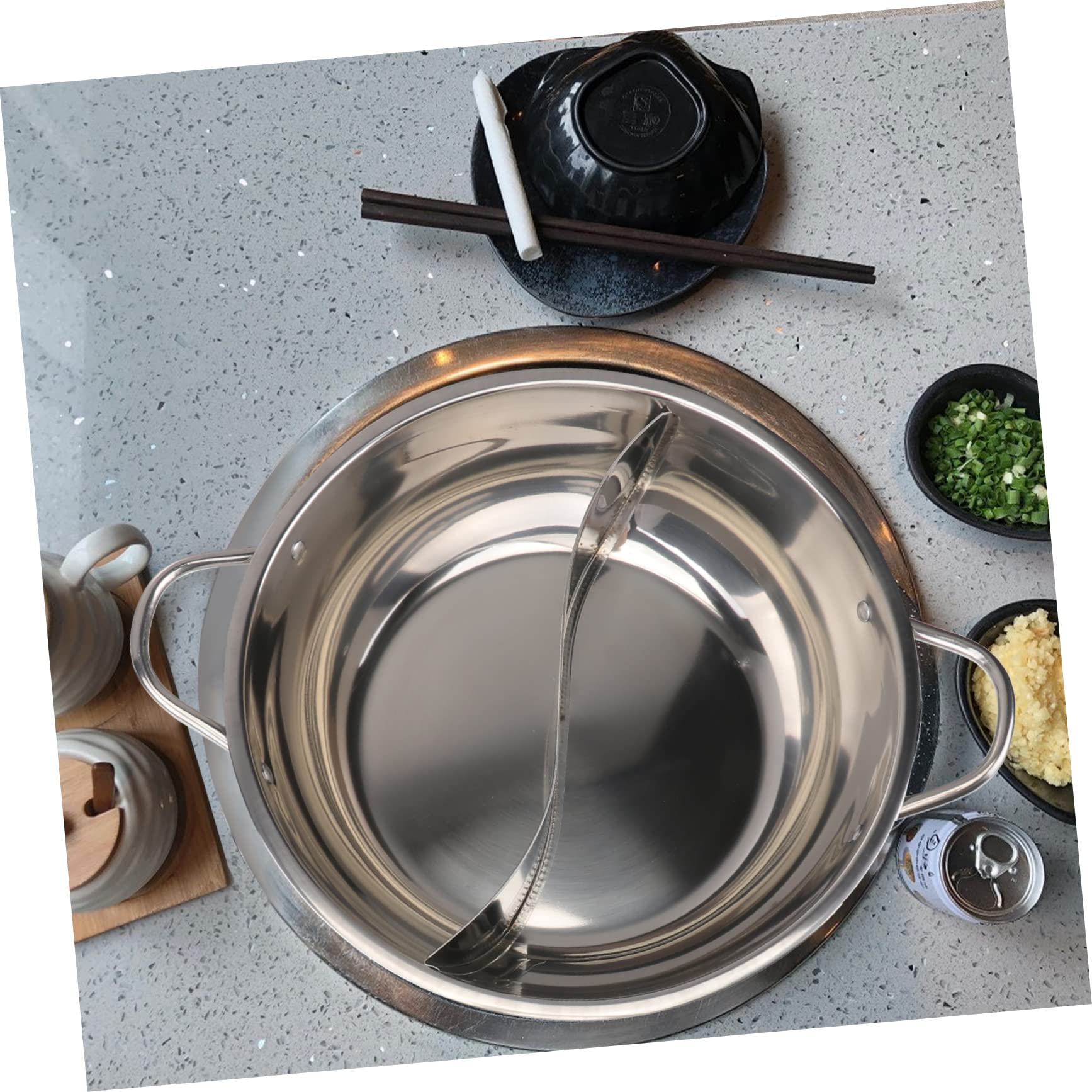 Edelstahl Warmhaltetopf mit Trennwand 304 für Induktion, Deckel
