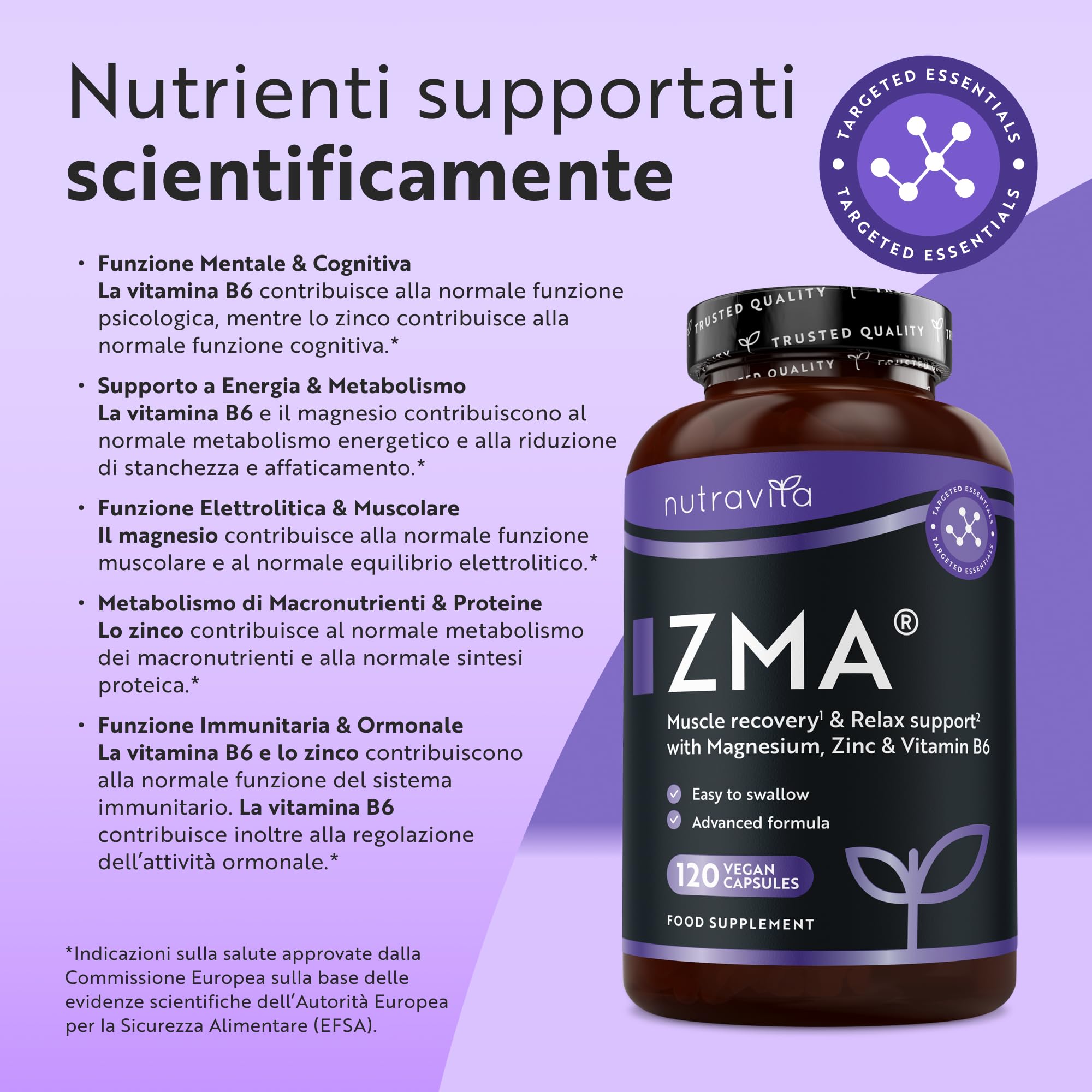 Nutravita ZMA High Strength - 120 Capsule Vegane - Zinco Magnesio e Vitamina B6 - Contribuisce alla normale funzione muscolare