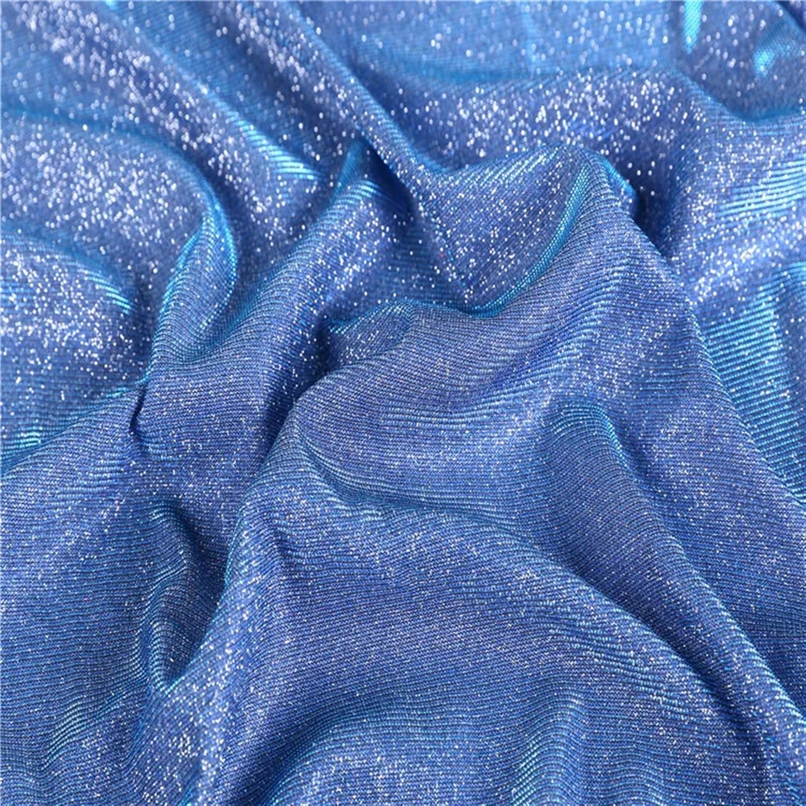 Tissu à paillettes bleu roi et lac 50x140cm pour la couture de robes de fête