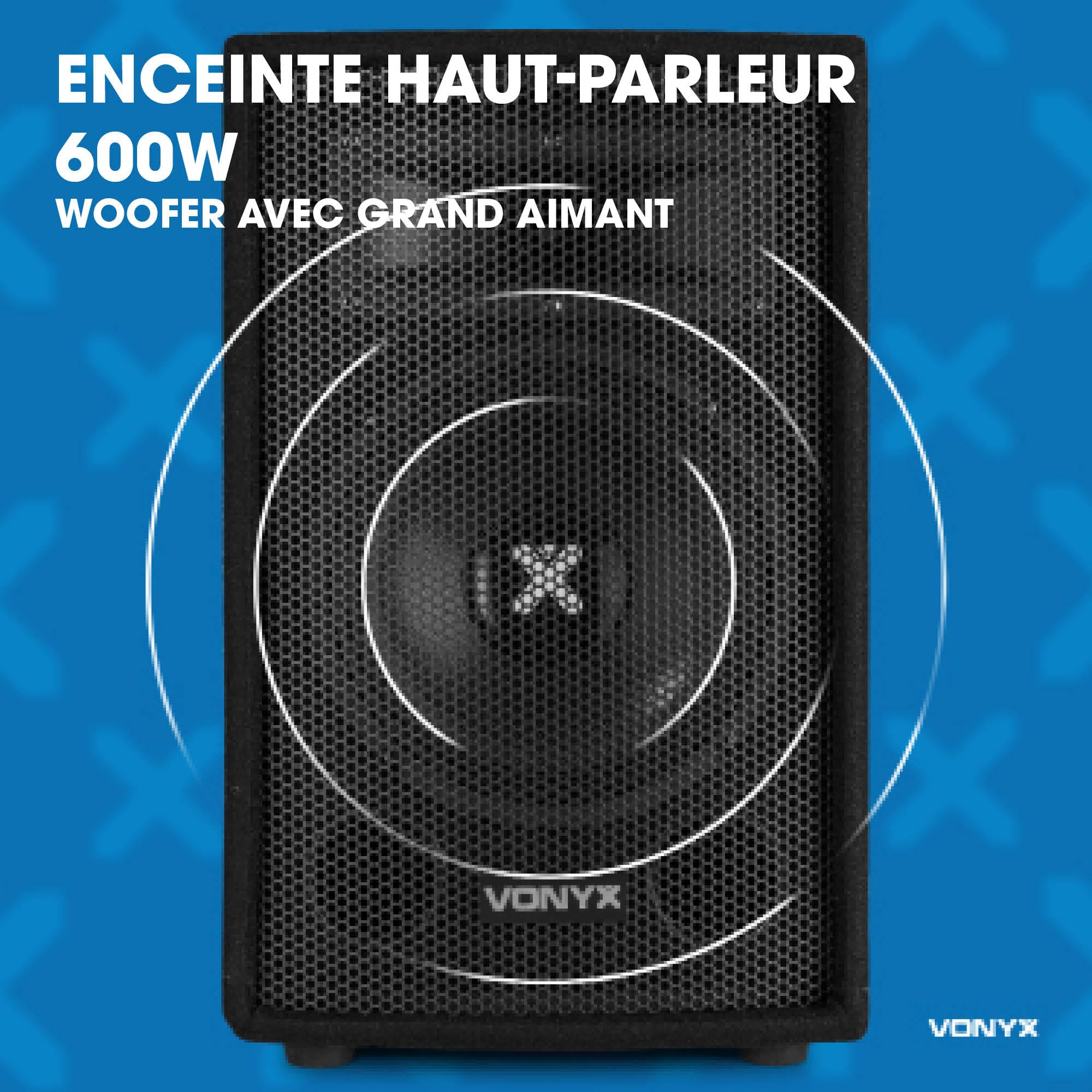 VONYX SL12 Enceinte Sono Passive, Puissance de 600 Watts, Woofer 12 Pouces, Facile à Transporter avec Ses Poignées, Montage sur Pied, Enceinte Sono Idéale pour DJ Mobiles et Soirées à la Maison