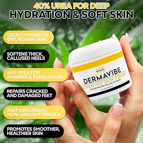 Miniatura 2 de Crema prémium de urea 40% para pies, fabricada en Estados Unidos, máxima resistencia con piedra pómez y cepillo, probada por médicos, hidratante