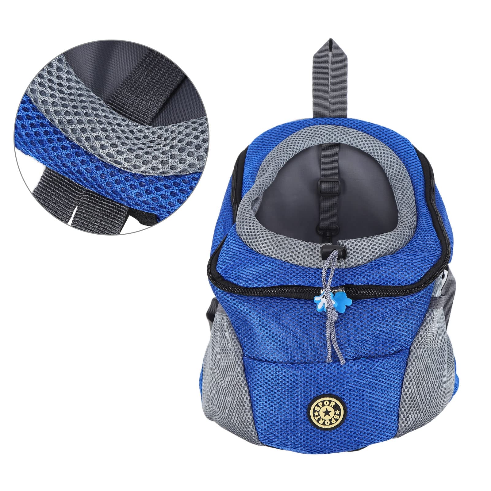 Zaino per animali domestici Zaino da trasporto Traspirante Comodo Spazioso Durevole Borsa da viaggio per escursionismo all'aperto Campeggio con tessuto Oxford e poliestere per (Blu)