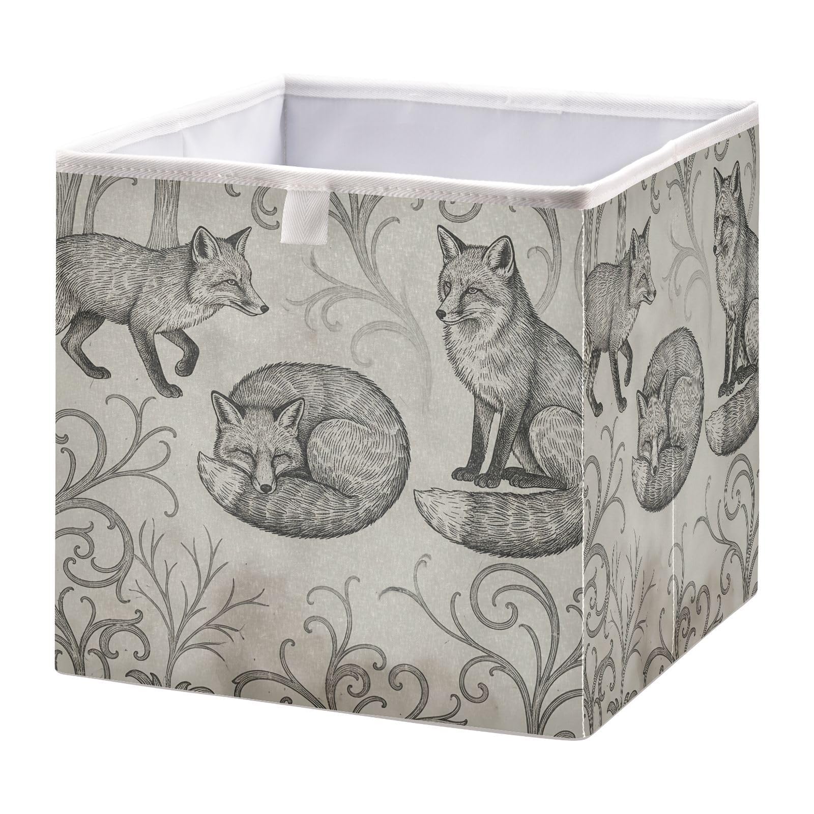 Ewusp Fox Cube Storage Boxes 28x28 cm Foldable Closet Organiser Bin Holiday Basket Baby Basket for Nursery Bedroom Office
