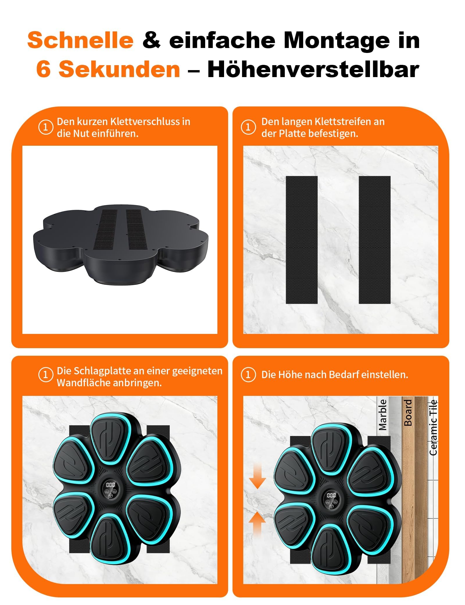 Music Boxing Machine, Smart Musik-Boxmaschine mit Bluetooth & RGB-Lichtern, 9 Modi & 9 Geschwindigkeiten, LED-Zähler, große Schlagfläche, inkl. Boxhandschuhe, Für Erwachsene & Kinder, Zuhause