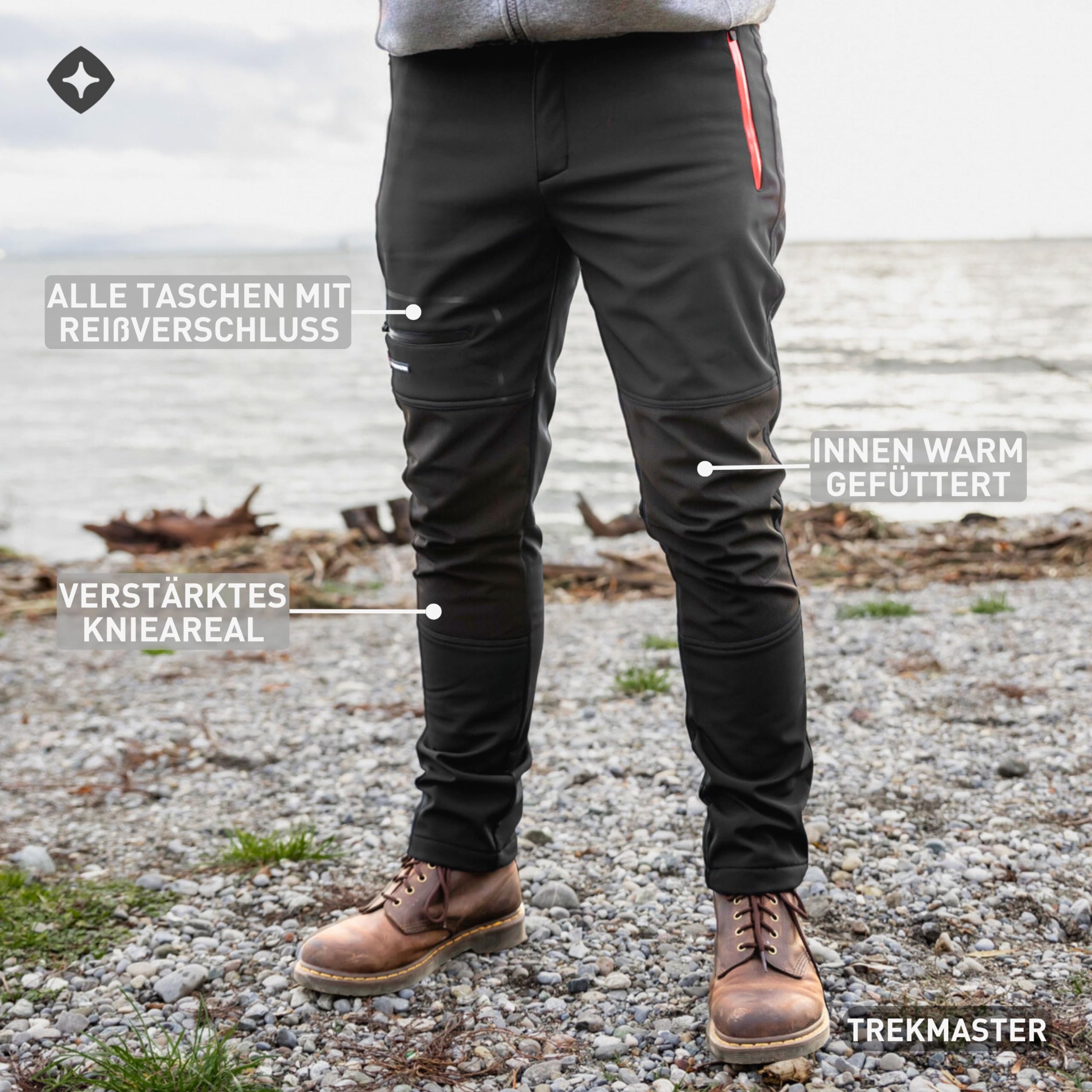 Höhenhorn Trekmaster Pantalon de randonnée en softshell pour homme - Pantalon d'hiver doublé - Pantalon de snowboard