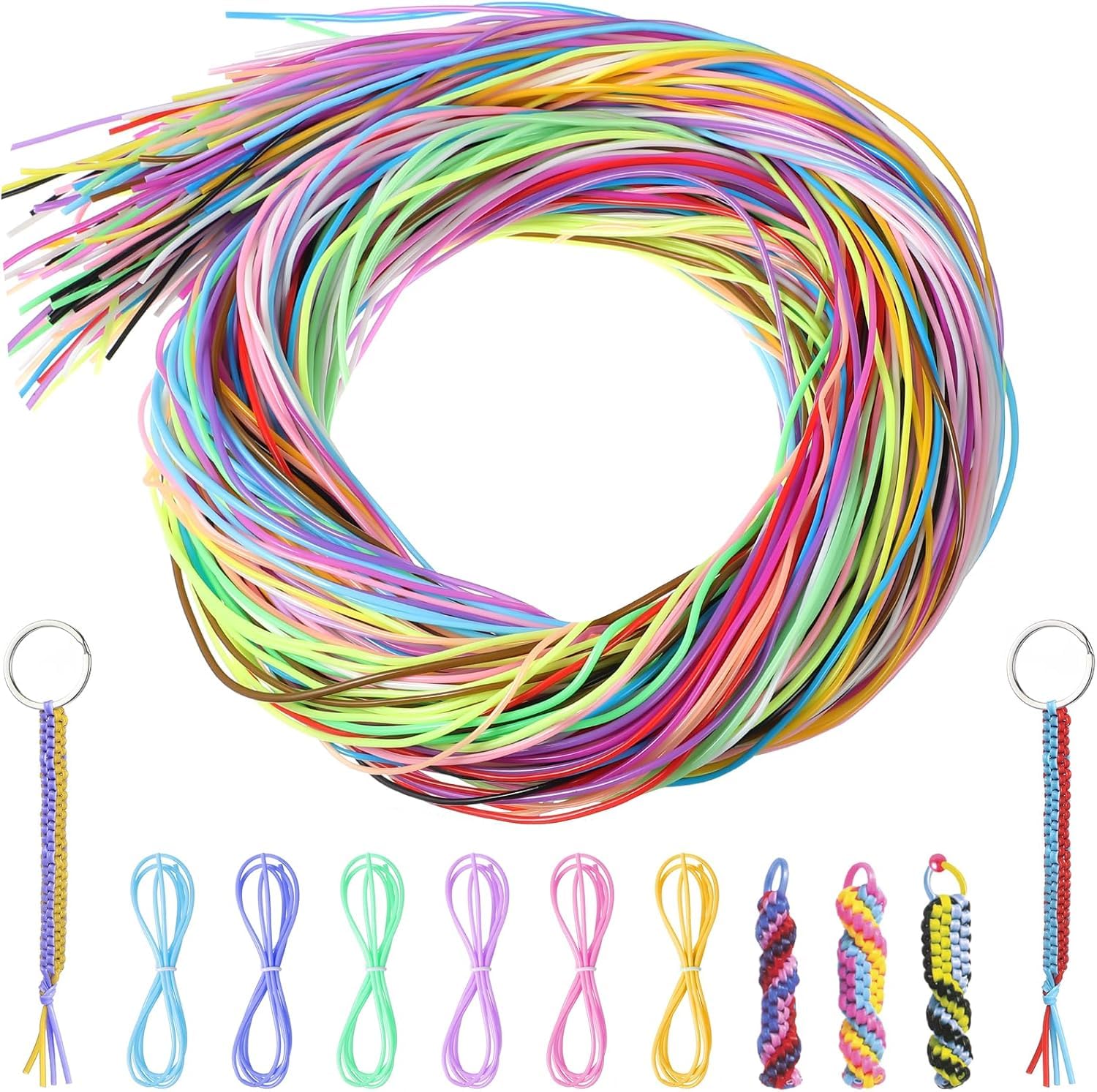 Cordes tressées en PVC colorées pour bijoux et lanières de 1,8 mm | Lot de 200