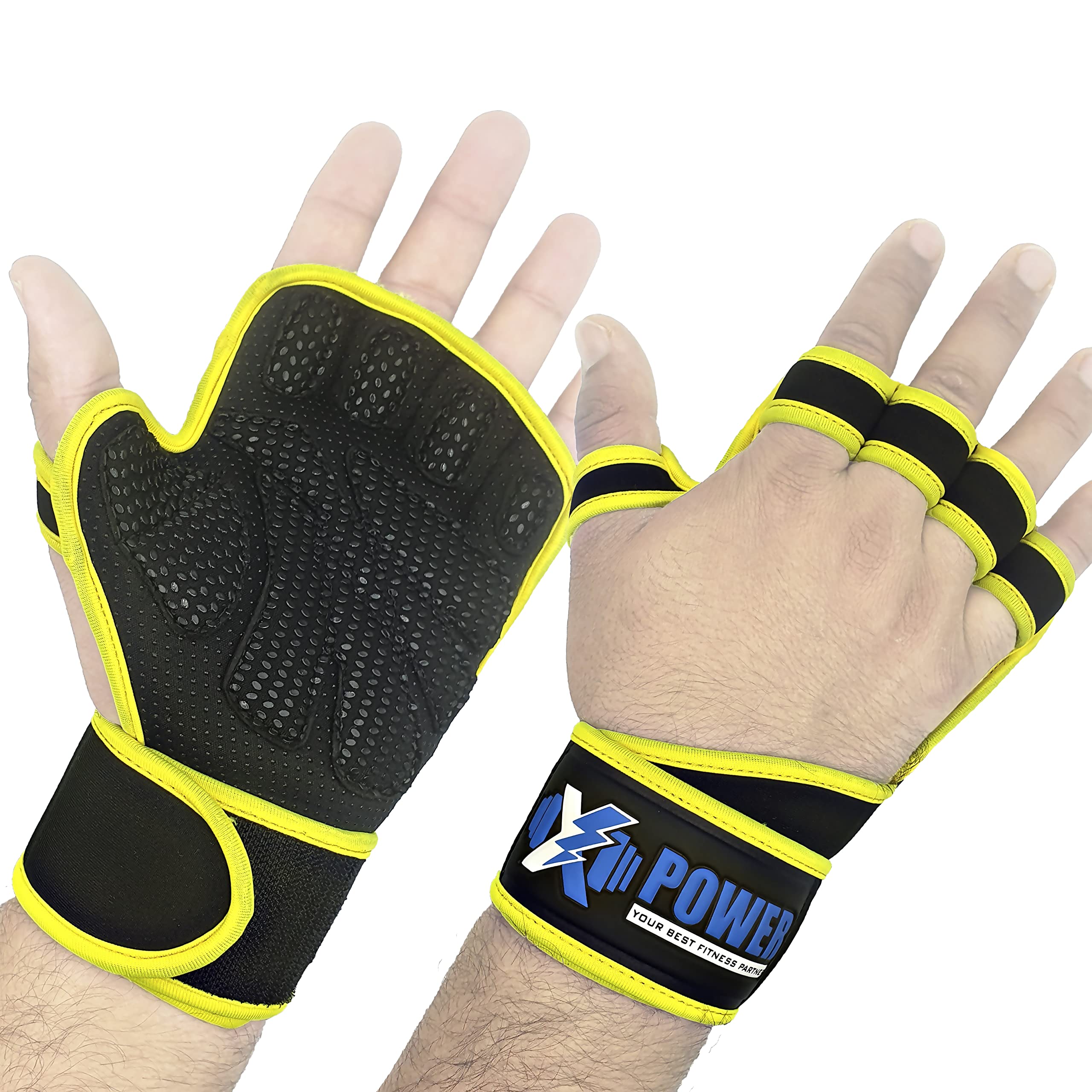 XPOWERSuperior Gym Gloves with Wrist Wrap, Full Palm Protection, Ultra Ventilated Exercise Gloves for Weightlifting, Workout, Cross Training, Cycling, Women & Men
