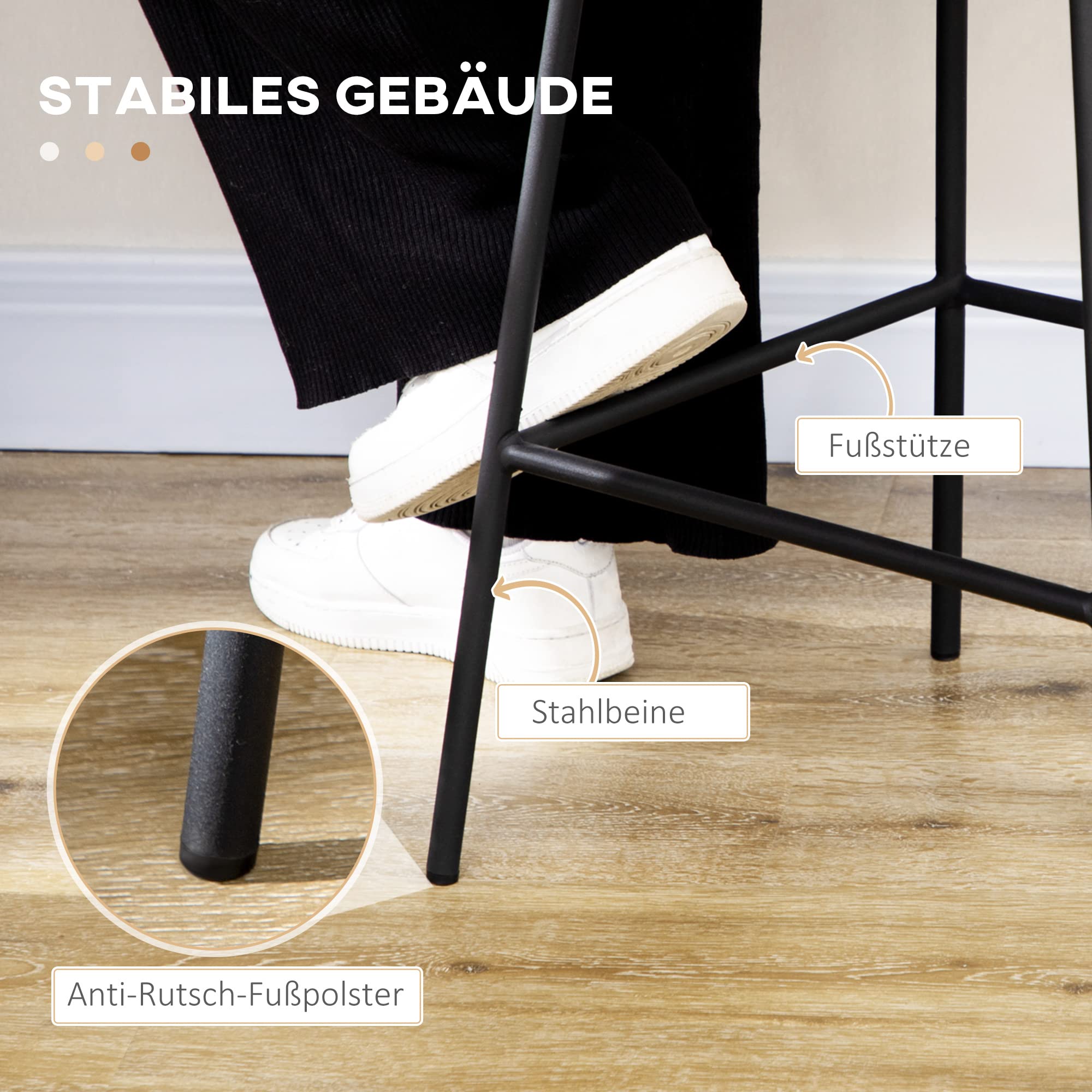 HOMCOM Barhocker 2er Set, Barstuhl mit Gestell aus Kunstrattan, Rückenlehne, Küchenstühle mit integrierter Fußstütze, Tresenhocker für Küche, Wohnzimmer, Esszimmer, Boho-Stil, Gelb