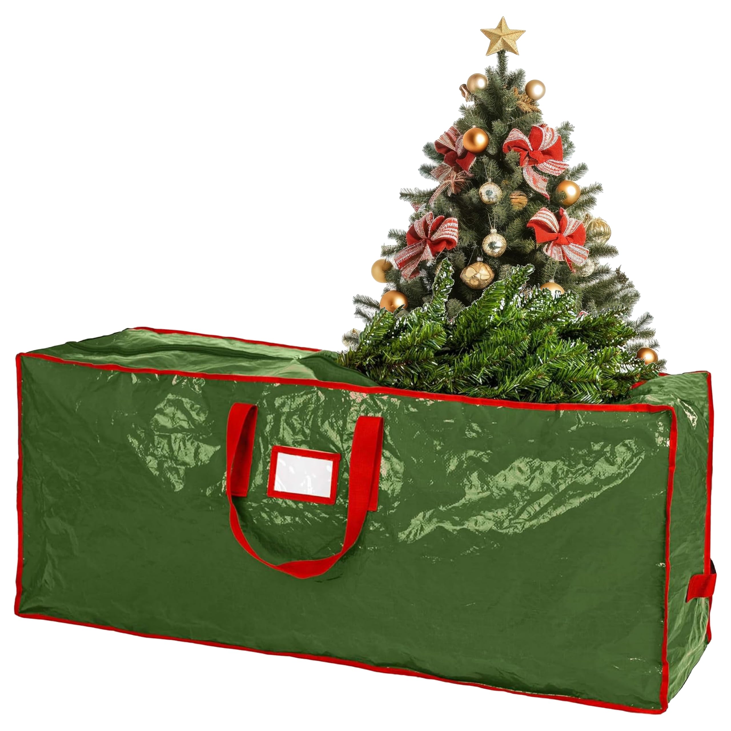 SUNQ Christmas Tree Storage Bag – Fits Up to 7.5ft Tall Artificial Trees – Durable Reinforced Carry Handles, Dual Zippered – Large Holiday Xmas Tree Bag – Waterproof, Prevents Moisture & Dust
