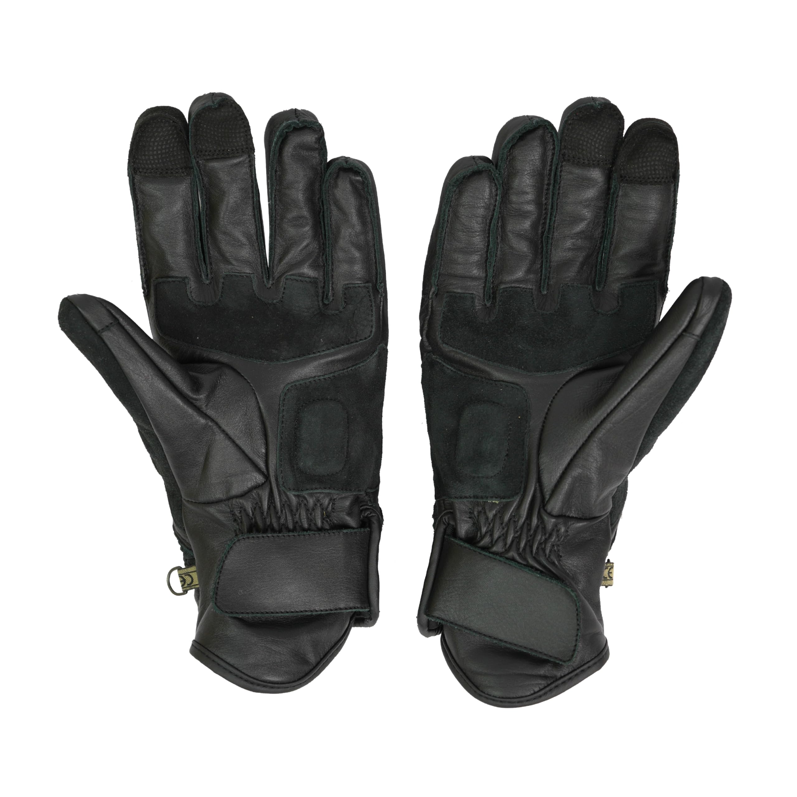BY CITY - Guantes Café III Man Black - Piel de Primera Calidad - Refuerzos de Aramida Antiabrasión - Función Táctil en Dedos - Ajuste con Velcro en Muñeca - Talla M - Negro