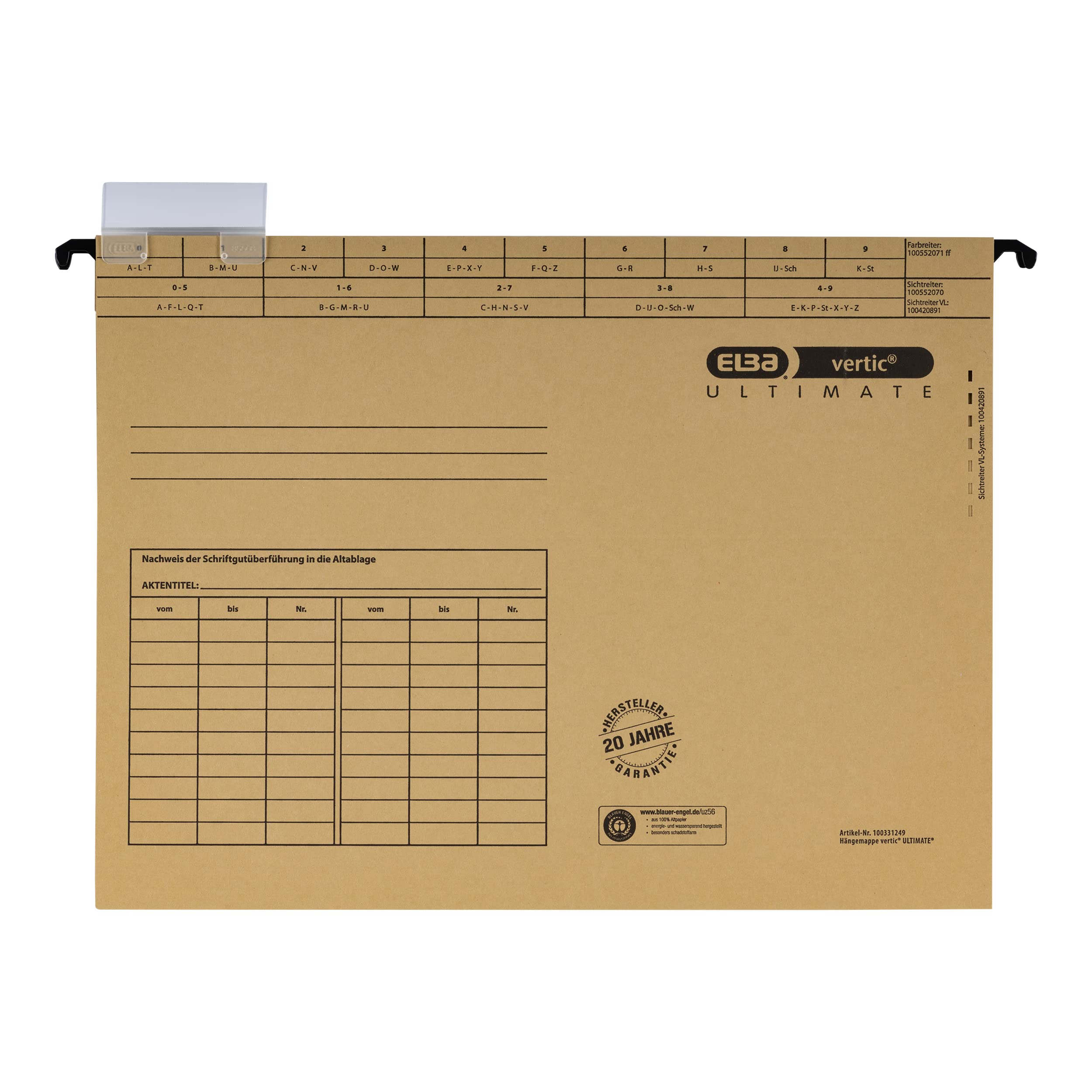 ELBA Hängemappe vertic ULTIMATE, 50er Pack, DIN A4, Recycling-Karton, braun