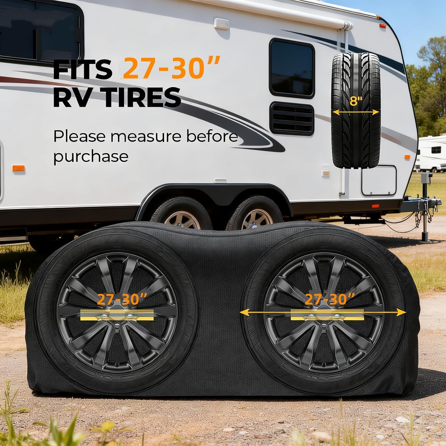 RV Tire Covers, Dual Axle Wheel Cover (2 Packs) Fits 27-30" Diameter Tires
