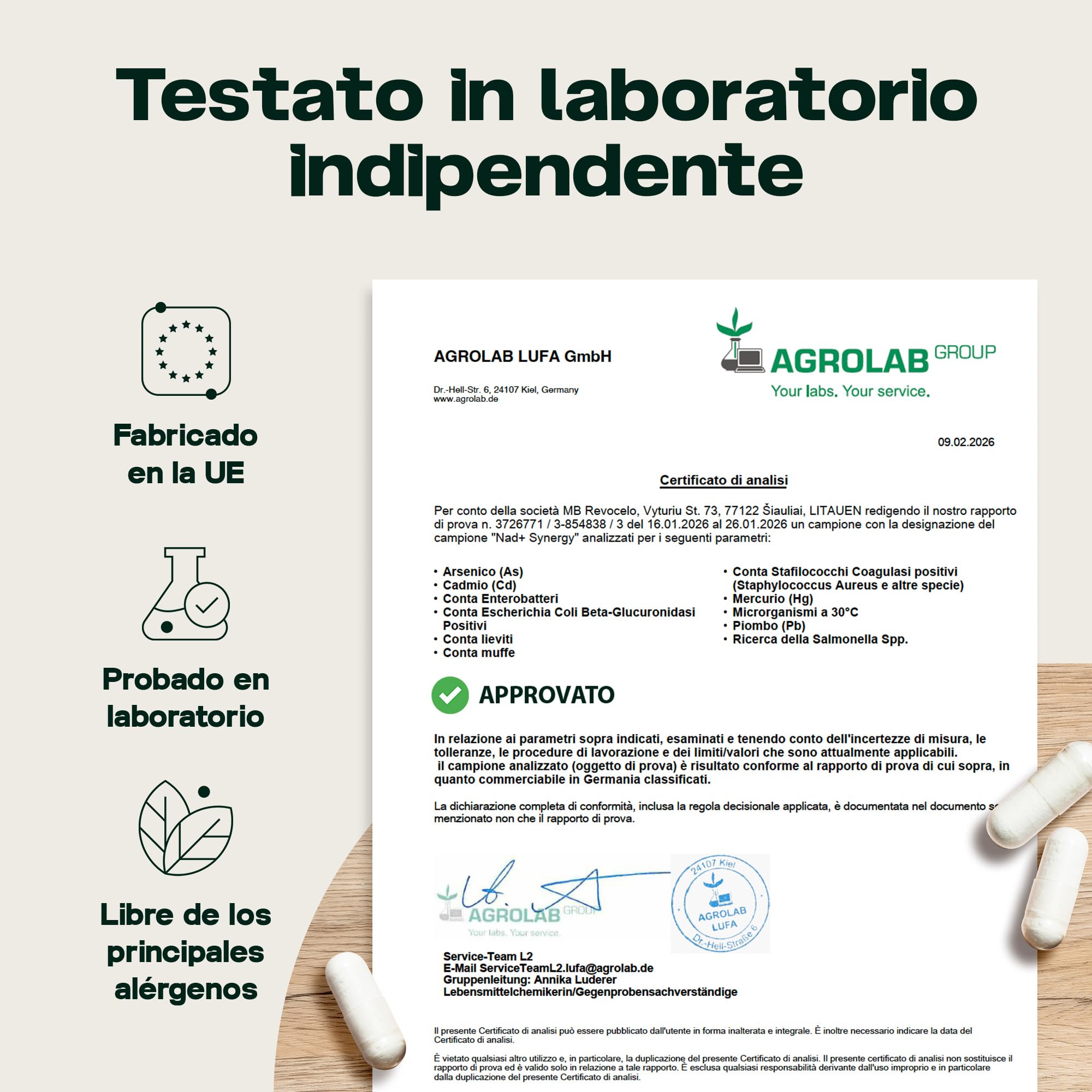 NAD+ Synergy – NAD liposomiale per l’invecchiamento in salute, 300 mg di NR con apigenina liposomiale, TMG e vitamina C, scorta per 2 mesi, Prodotto in UE