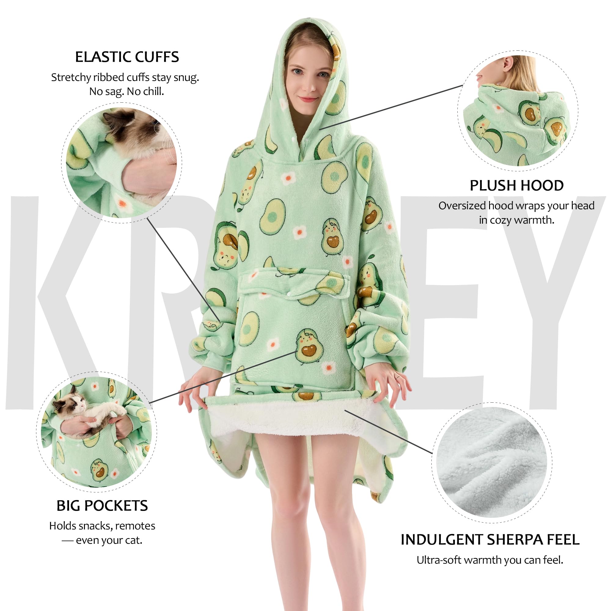 Amazon.com: Krifey Wearable Blanket Hoodie, Oversized Sherpa