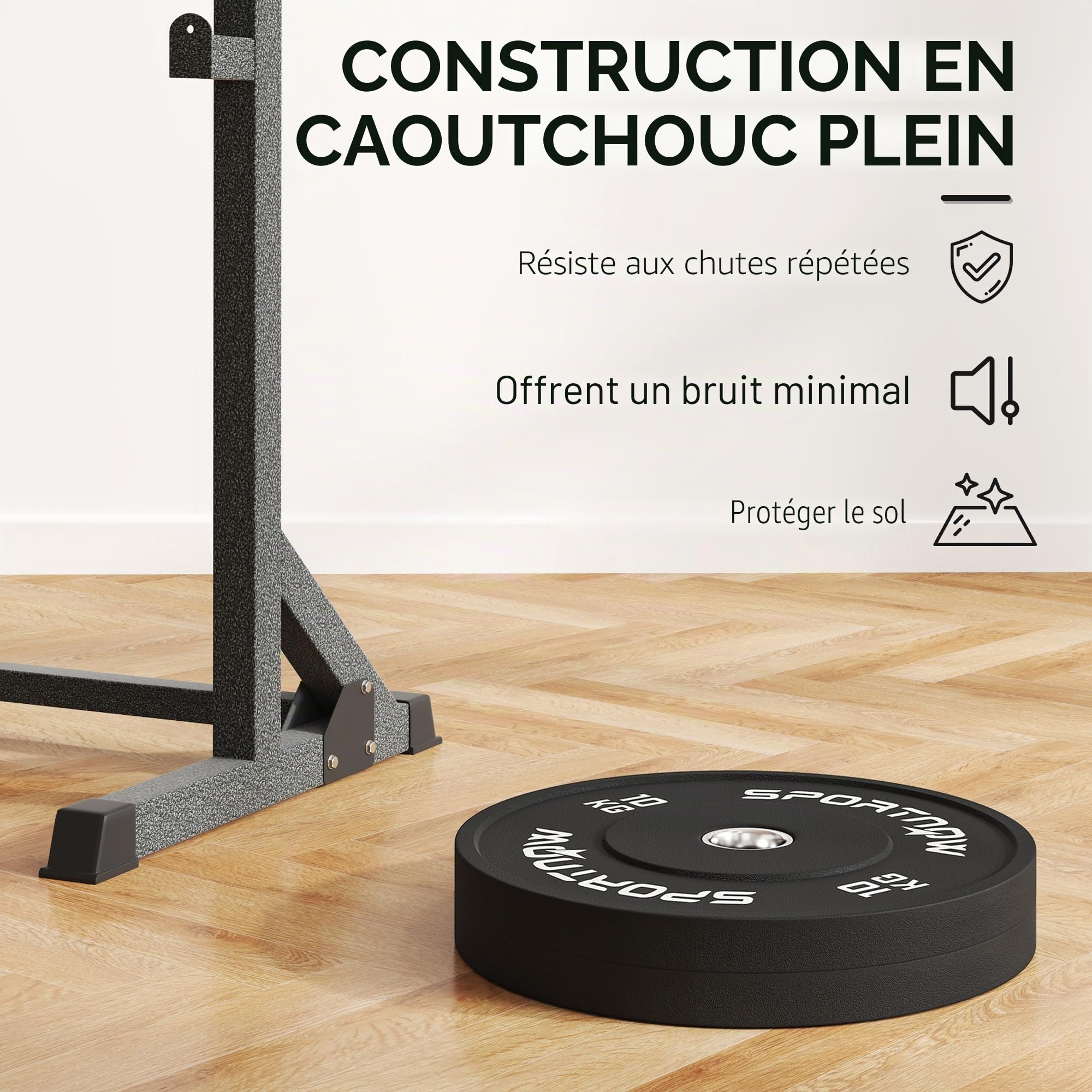 SPORTNOW Lot de 2 disques de poids 2 x 10/20 kg en caoutchouc, disques pour gym et maison avec trou de 5 cm pour haltères et haltères