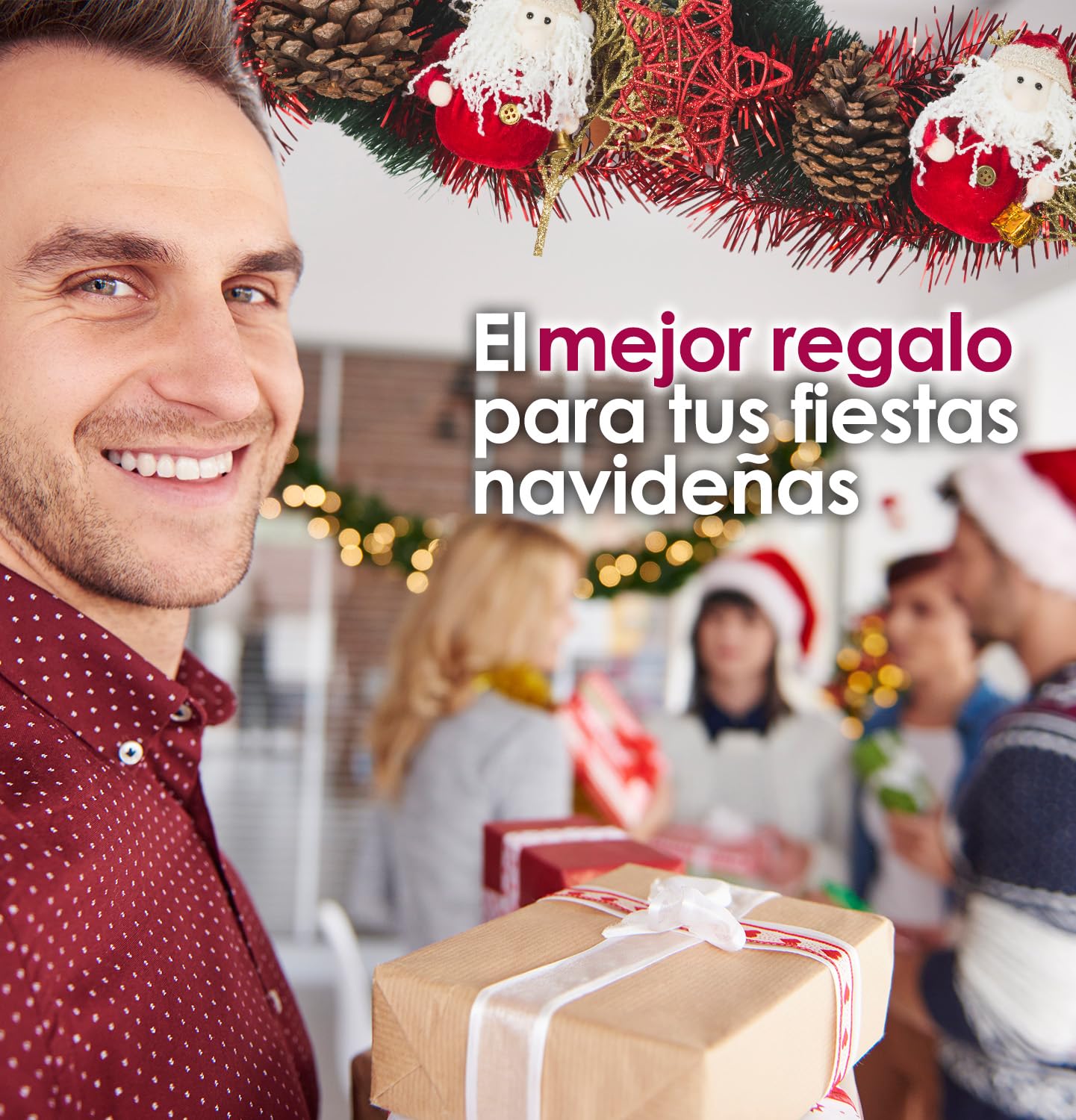 Cesta Gourmet Navidad M+ | Perfecta para Regalar Navidad y Empresas | Jamón Ibérico de Cebo + Vino Tempranillo + Crema de Morcilla y Crema de Sobrasada + Paté PX + Pack Polvorones + Bombones