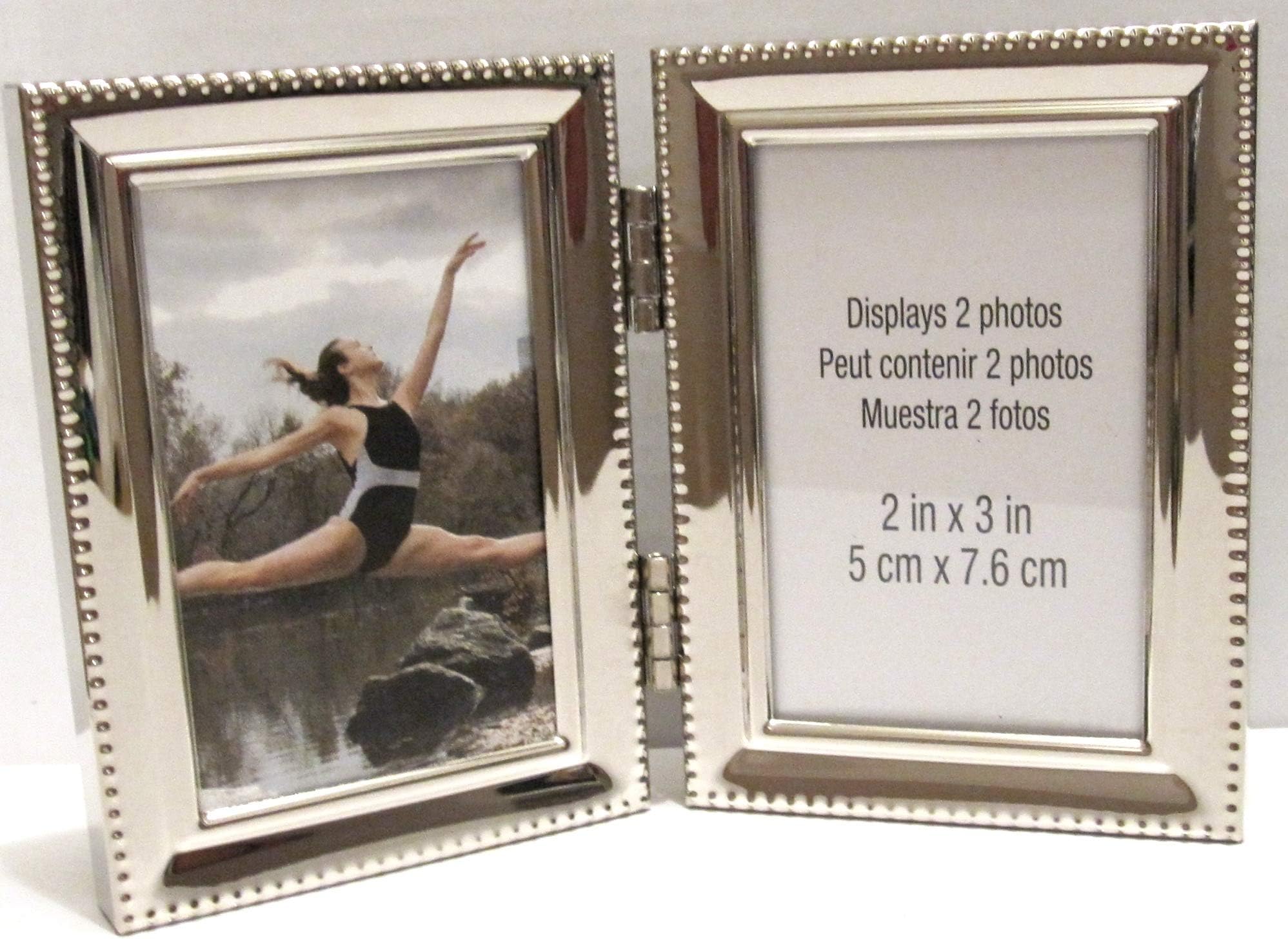 Amazon.com - EXP Silver Hinged Double Folding Metal 2x3 Picture Frame ...