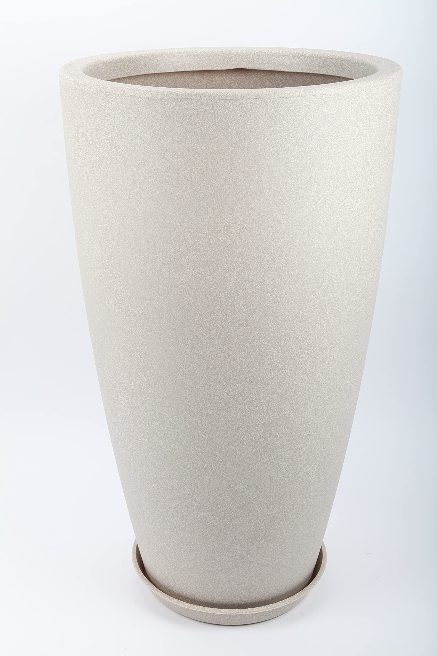Blumentopf, Pflanzkübel, Pflanzgefäß mit Untersetzer, Sandfarben, 90cm - für Innen und Außen