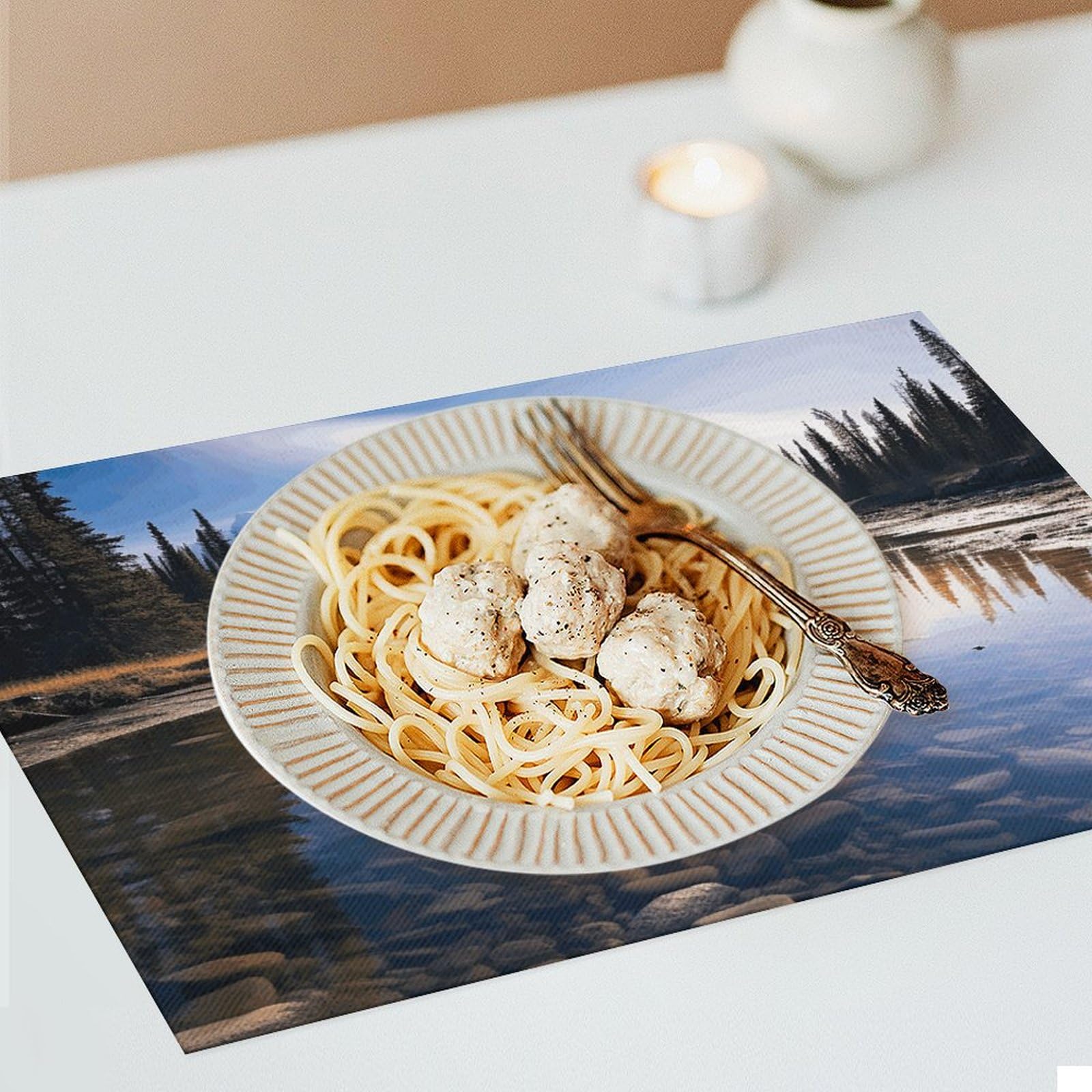 Platzdeckchen mit herrlichem Blick in Banff, PVC, waschbar, hitzebeständig, rutschfest, wasserdicht, für Innen- und Außenbereich, Esstisch, Küche, Urlaub, Party, 6 Stück