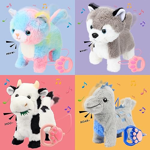 Miniatura 7 de Hopearl Walking Cow - Juguete electrónico interactivo para canto para mascotas, correa de control remoto, animado, musical, asintiendo con la