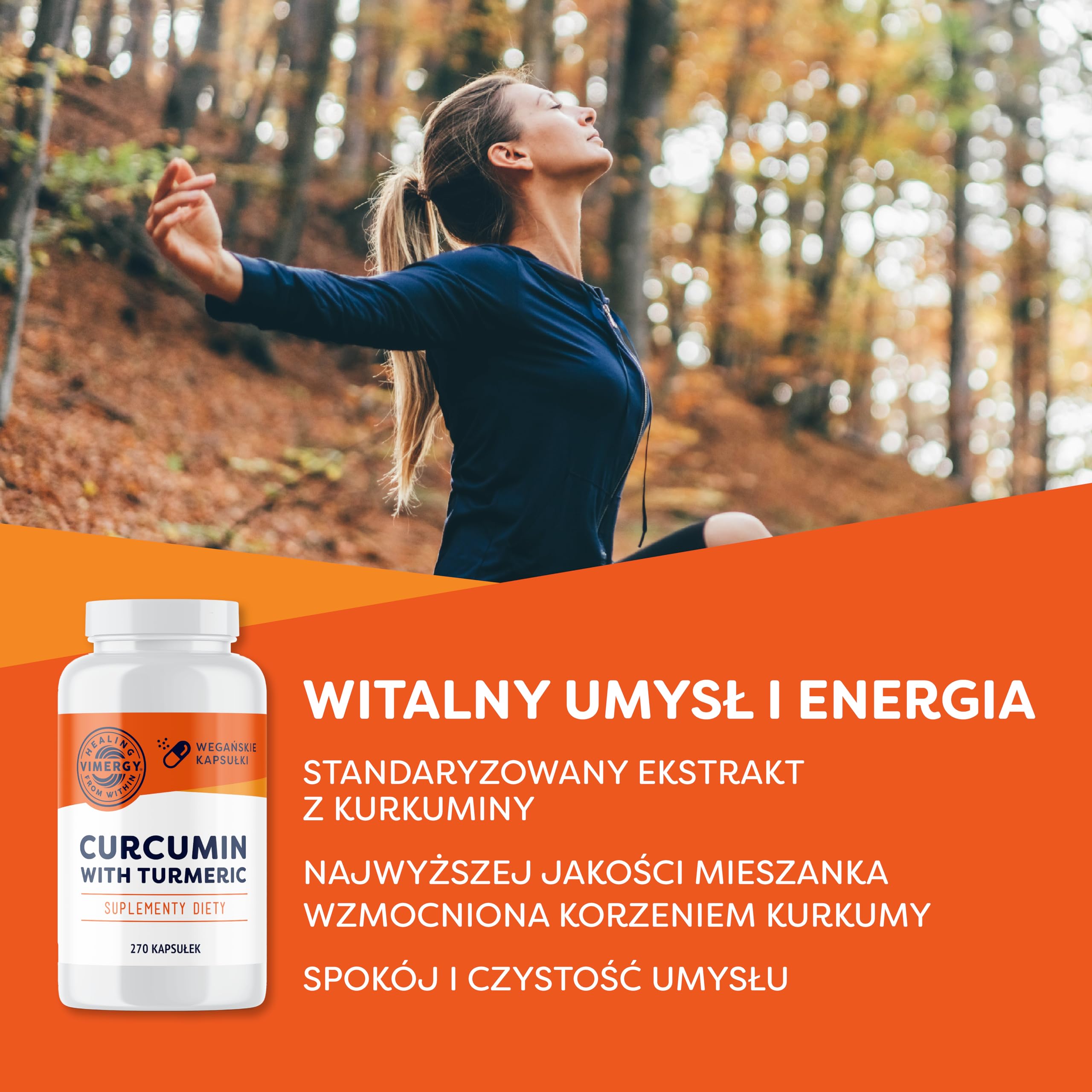 Vimergy Kurkumina z Kurkumą w Kapsułkach, 90 Porcji – Kurkumina i Kurkuma w Kapsułkach Ziołowe Suplementy – Kurkuma i Kurkumina Kapsułki z Płynem – Wegańskie, Bez GMO, Bezglutenowe (270 Kapsułek)