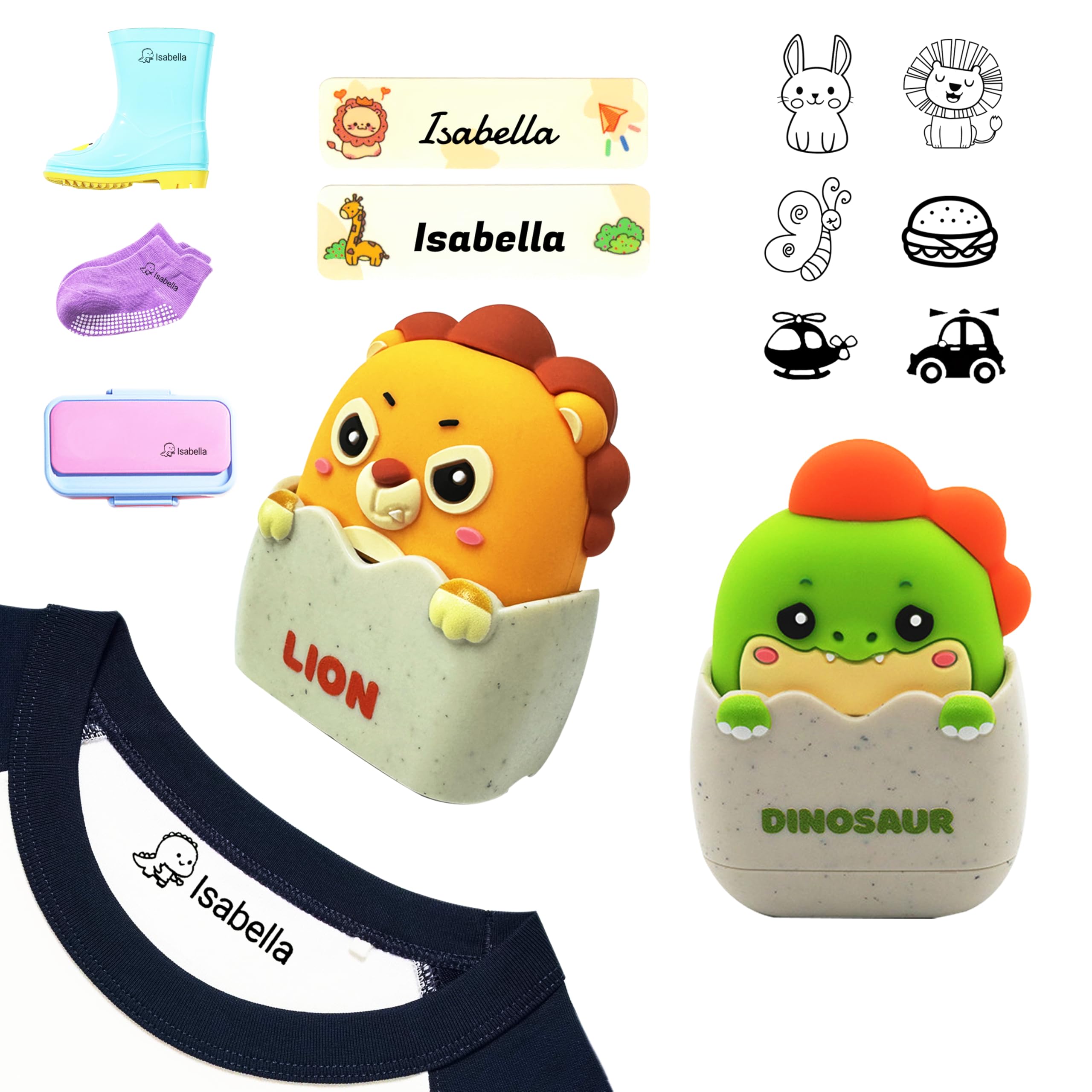 Sello impermeable personalizado para ropa para niños, etiquetas de nombre personalizadas, etiquetas de nombre para la escuela, sellos de tela lavable para la escuela y la guardería esenciales
