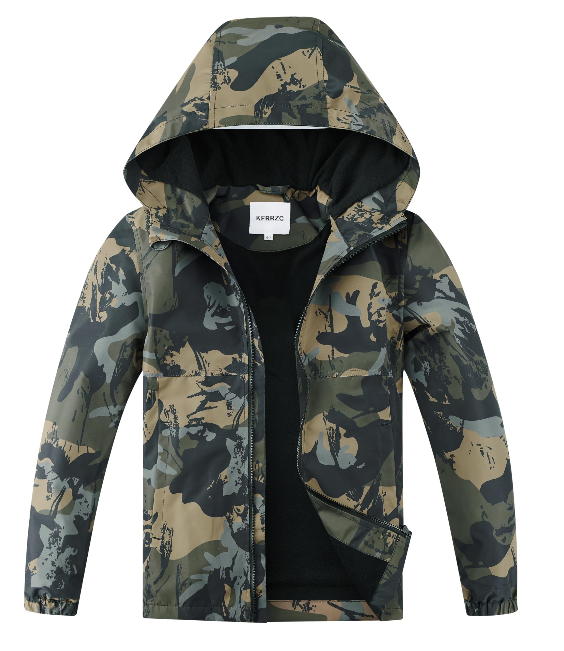 Boys Girls Waterproof Hooded Jackets Fleece Lined Rain Jackets