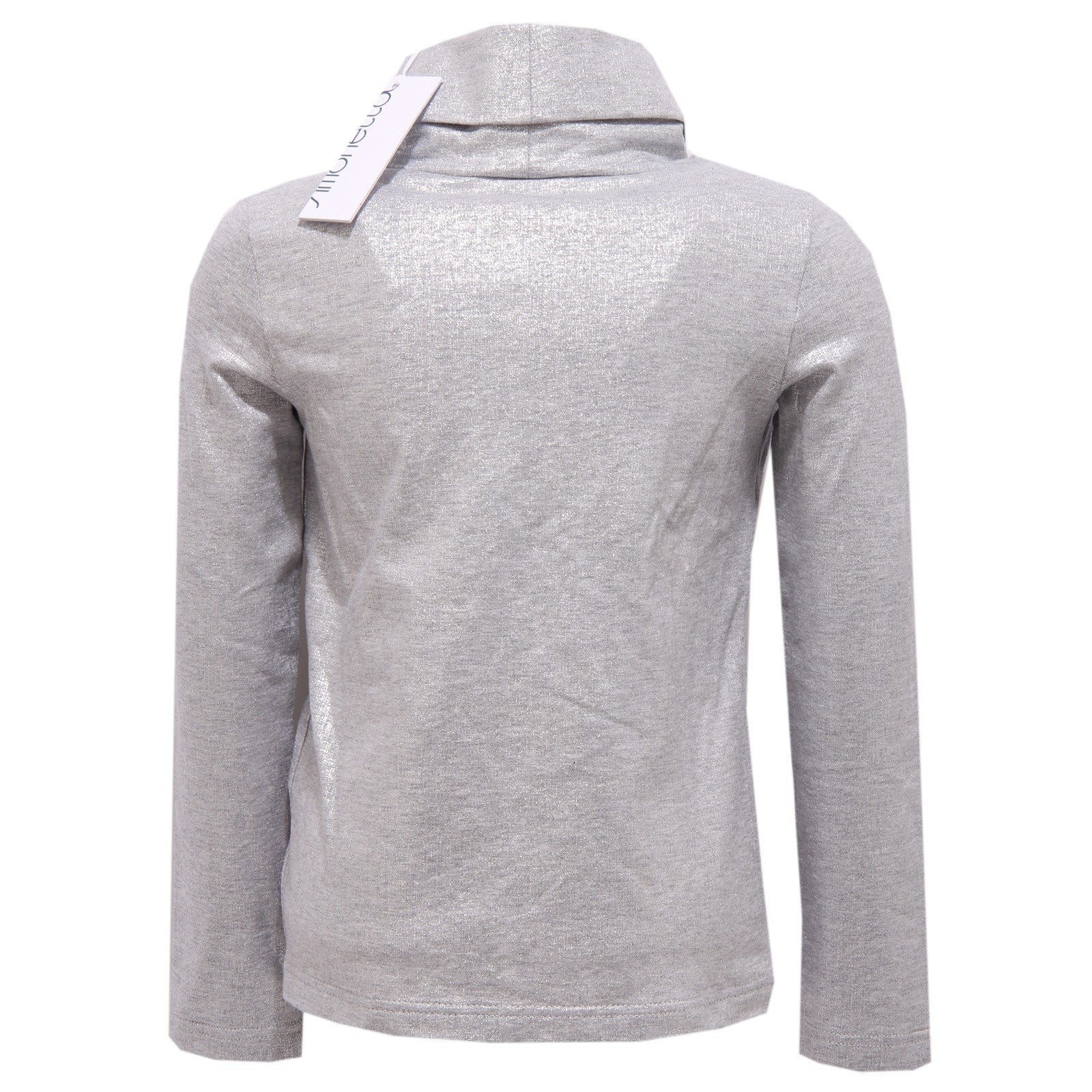 Simonetta 0929W Maglia Bimba Cotton Silver Lurex Turtleneck t-Shirt Kid