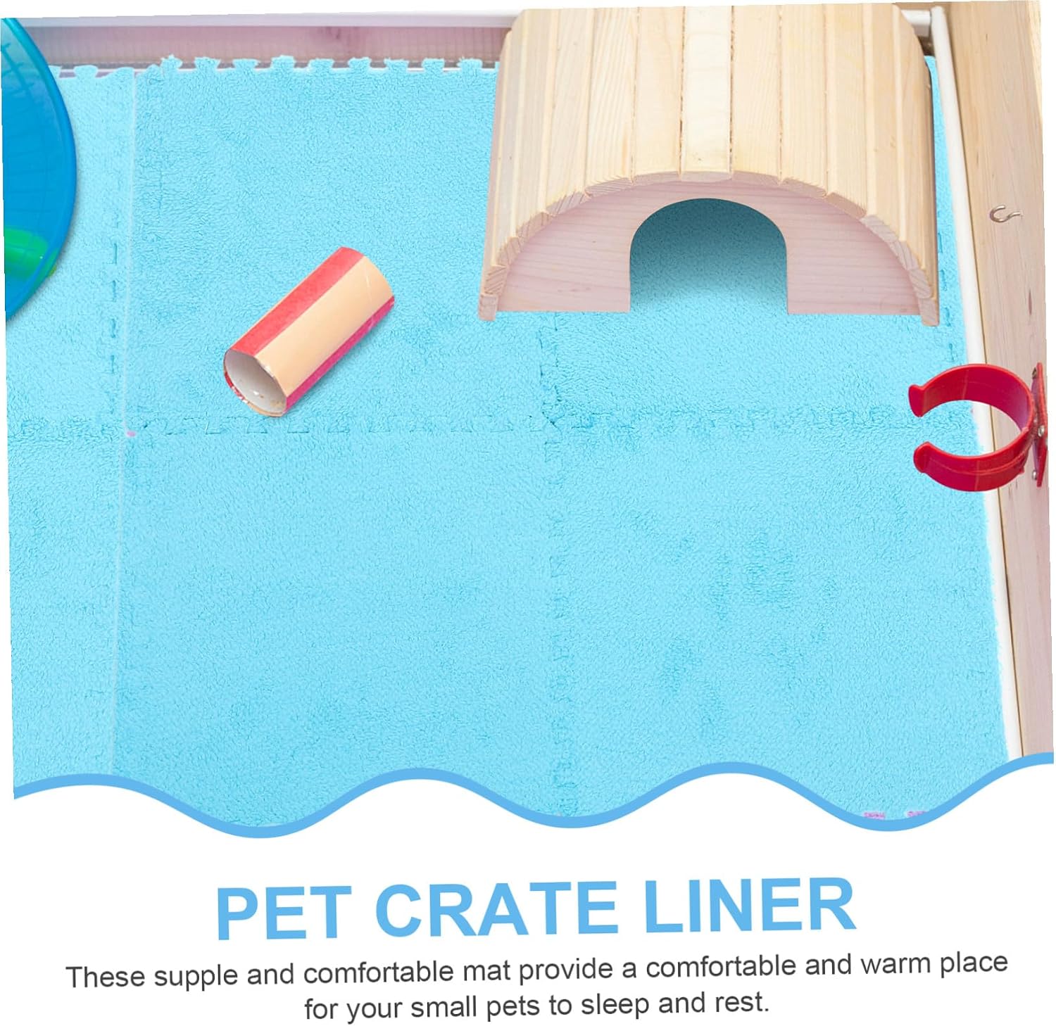 COLLBATH 8pcs Washable Guinea Pig Cage Liners Reusable Pet Mats Blue EVA Bedding for Hamster Hedgehog Ferret Small Animals