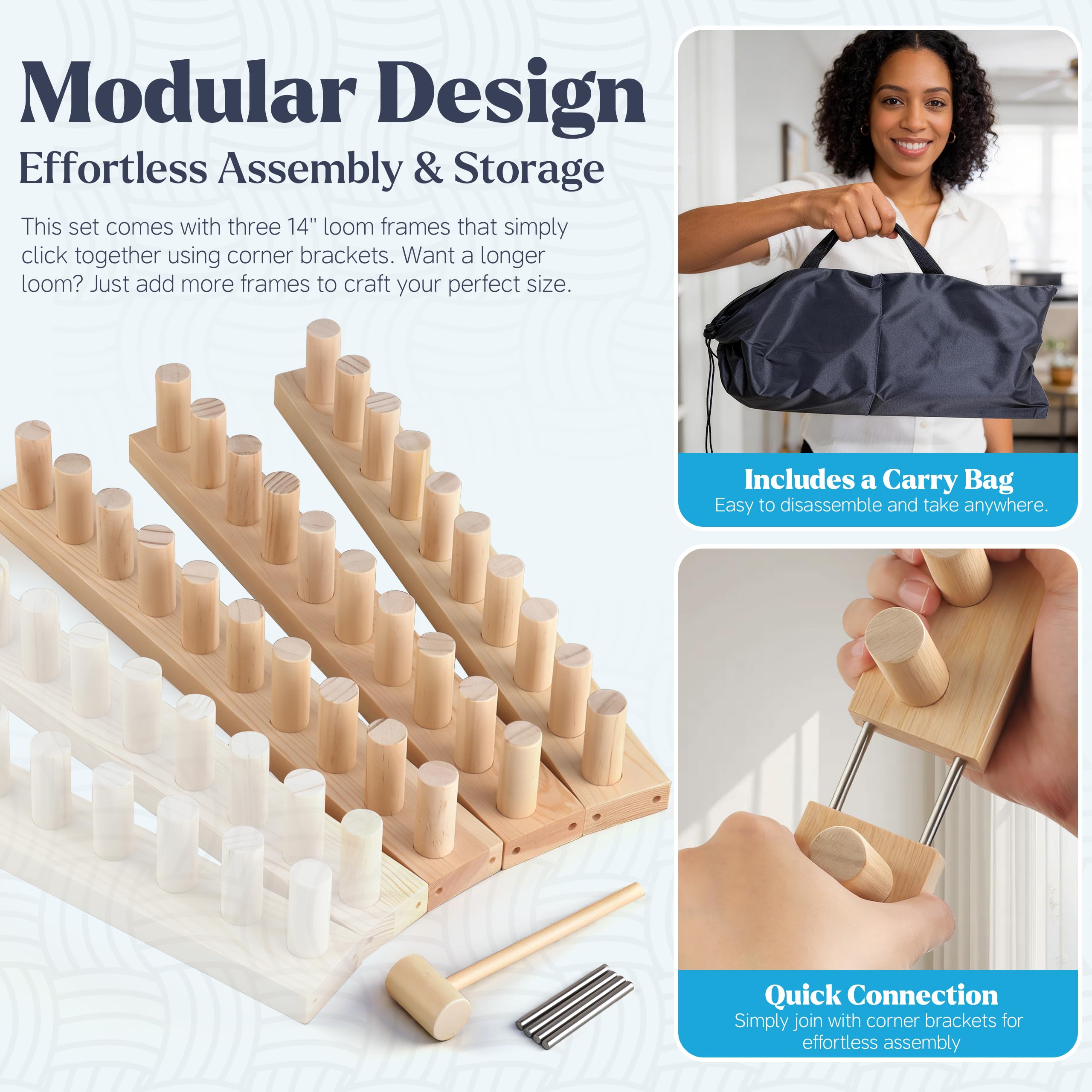 47" Chunky Blanket Loom, Adjustable Size Loom for Chunky Blanket, Knitting Loom Kit No Needles Required, Gift for DIY Craft Enthusiasts, Beginner Friendly Yarn Craft - 5