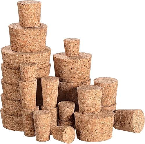 ARTIBETTER 1 juego de 25 tapones de corcho, tapones de corcho para botellas, tapones de corcho cónicos de madera, repuesto de corchos de tamaño