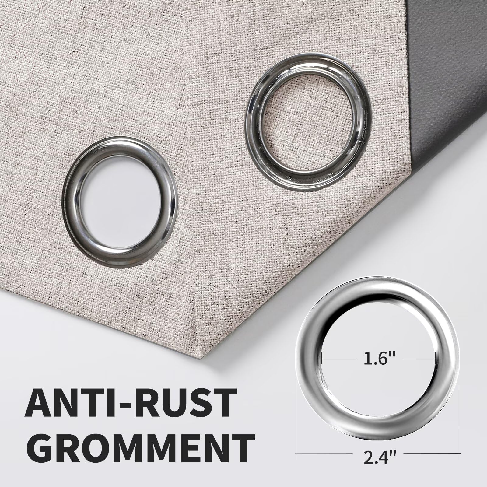 CUCRAF Cortinas 100% Opacas de Lino sintético con Aislamiento térmico y Ojales para Dormitorio o Sala de Estar, Juego de 2 Paneles de Cortina (Blanco Roto, 52 x 84 Pulgadas)