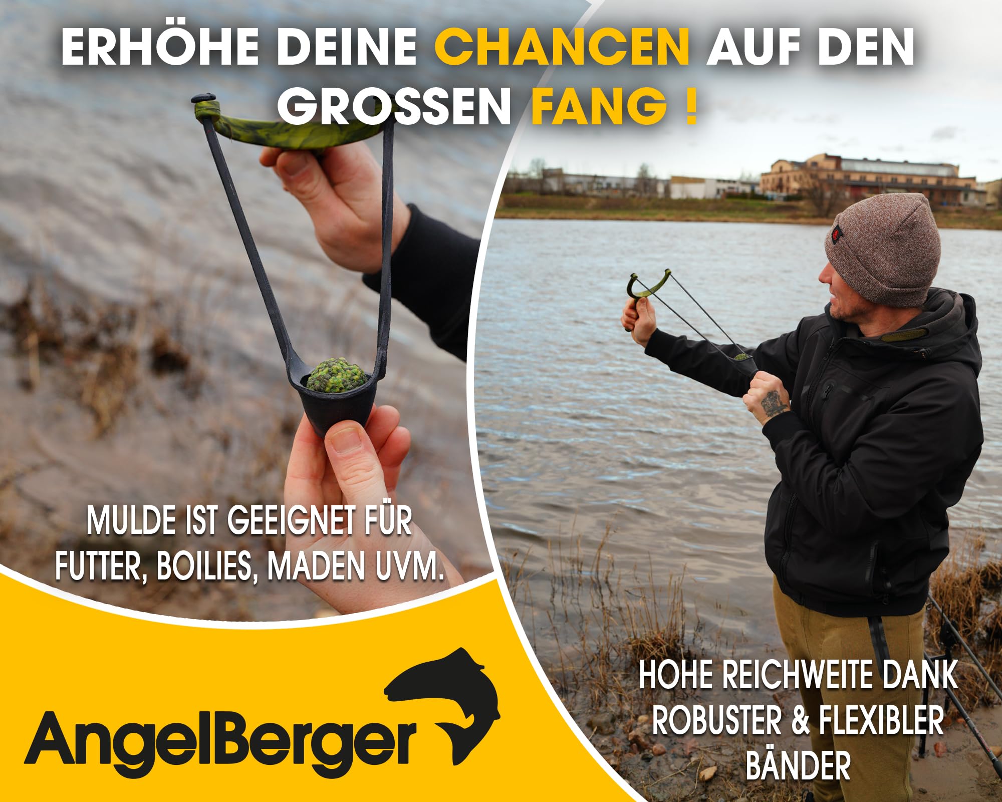 Angel-Berger Proca do zanęty Eco, proca do larw, katapulta, proca do boilies, nęcenie podczas wędkowania