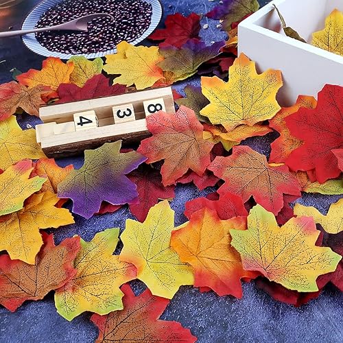 Miniatura 2 de 450 hojas artificiales de otoño, hojas de otoño falsas para Halloween, decoración de otoño, fiesta, festival, decoración de mesa de Acción de