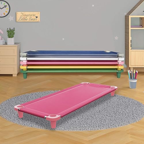 Miniatura 3 de Acrimet Cuna siesta para niños, cama portátil para niños pequeños, apilable, 52 pulgadas de largo (tubos de acero inoxidable) (tela de malla