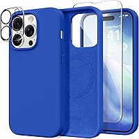 Vista 280 de GONEZ Funda de silicona para iPhone 14 Pro Max, compatible con MagSafe, con protector de pantalla + protector de lente de cámara, silicona líquida a