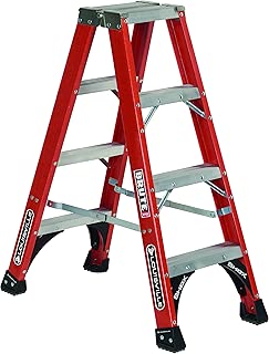Louisville Ladder 4-Feet Fiberglass Twin Front Ladder, 375-Pound Load Capacity, FM1404HD, Red - coolthings.us