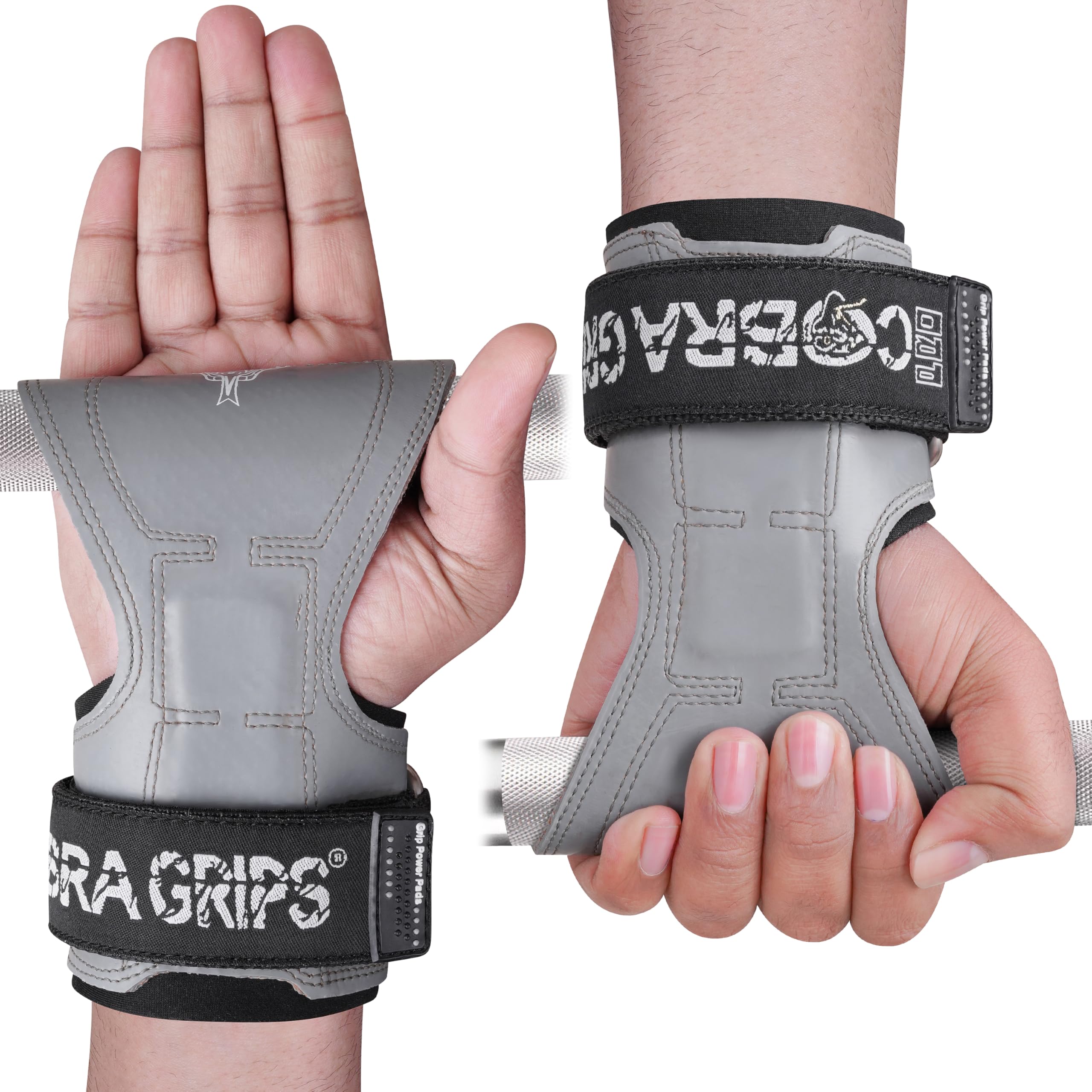 Cobra Grips PRO V2 Guanti per sollevamento pesi, cinghie resistenti, ganci alternativi per sollevamento pesi, ideali per stacchi da terra, regolabili, imbottiti, polsiere imbottite in neoprene,