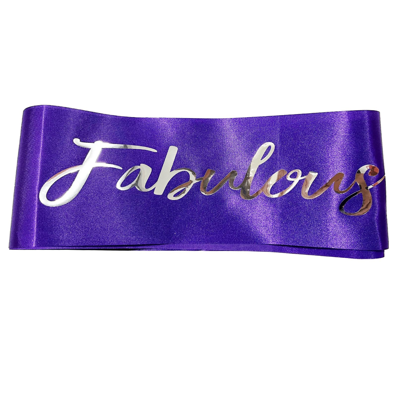 Banda de 70 cumpleaños, fabulosa banda de satén morado de 70 cumpleaños con letra de lámina plateada, accesorios de decoración de 70 cumpleaños, decoración de fiesta, morado y plateado