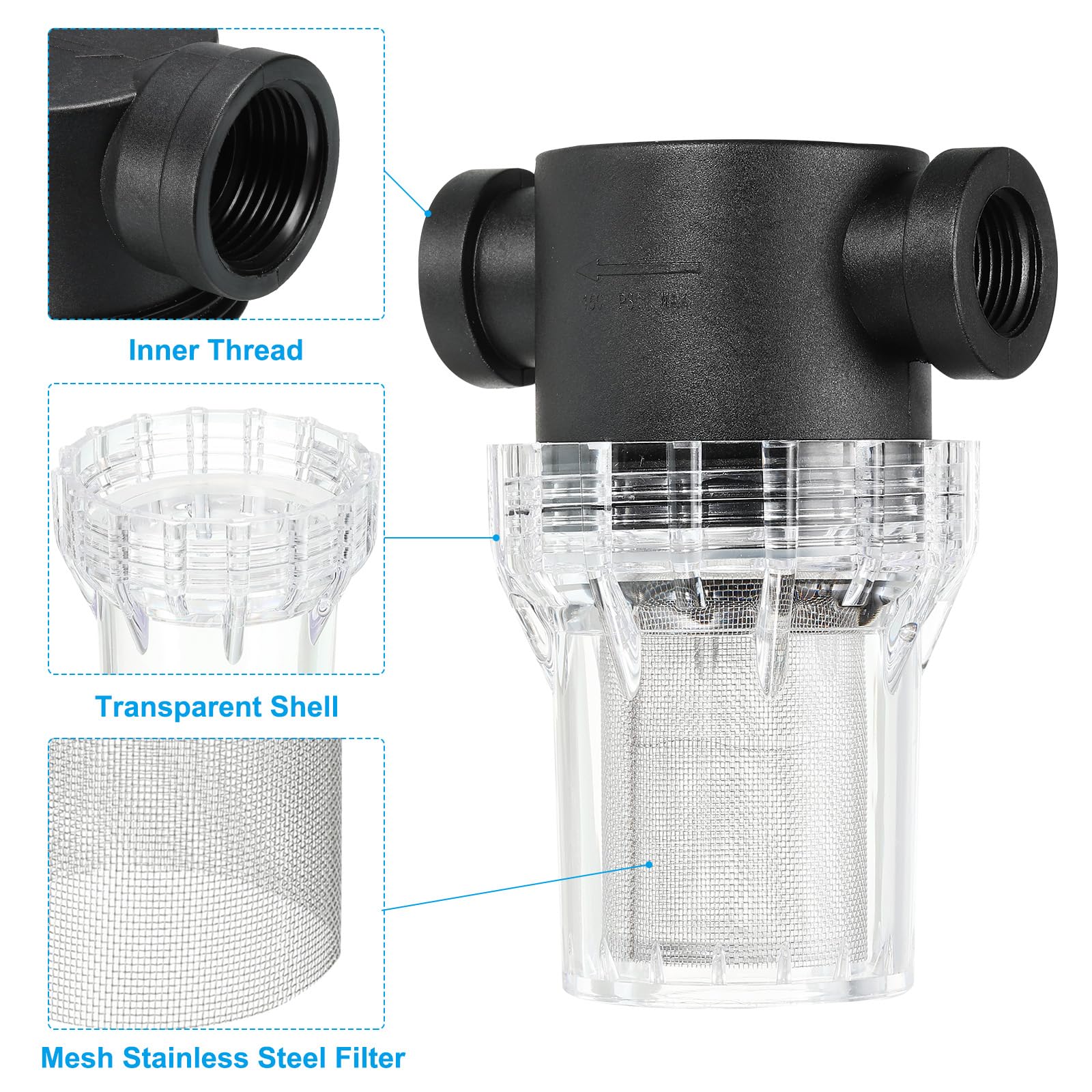 PATIKIL 1/2 Inch Water Pump Strainer Filter, Pipe Water Pump Strainer with 40 Mesh Stainless Steel Filter Screen for Irrigation Garden - Image 4