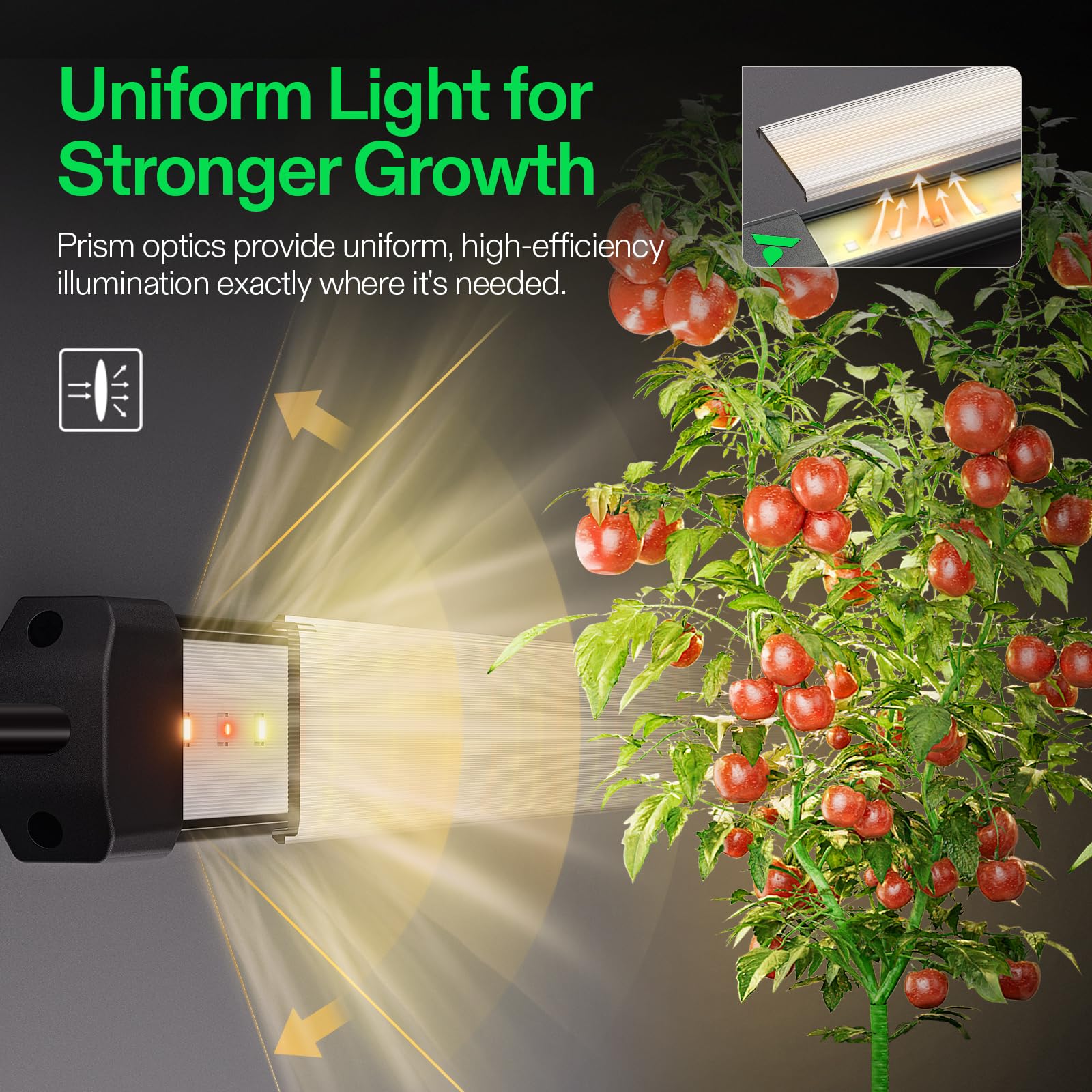VIVOSUN LumaRay Lampada LED Grow 40 cm Set da 4, Luce Laterale a Spettro Completo con 60% Rosso per +25% di resa, per Grow Tent e Serre, Fissaggio Magnetico, Compatibile SGS
