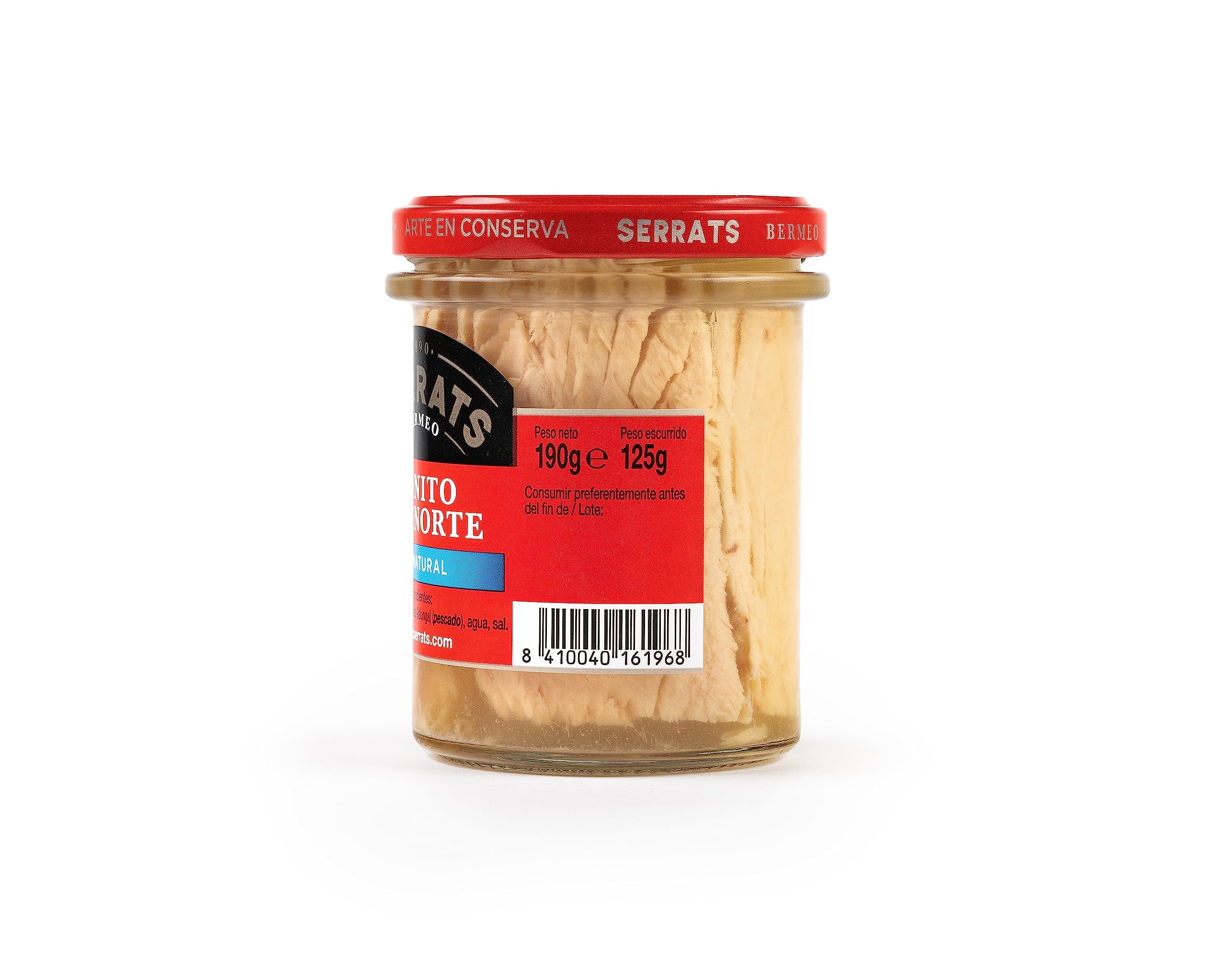 CONSERVAS SERRATS - Tonno Bianco del Cantabrico al Naturale Senza Olio - 6 Vasetti x 190g (Totale: 1140g) - Lavorazione Artigianale dal 1890 - Senza Glutine - Ricco di Omega 3