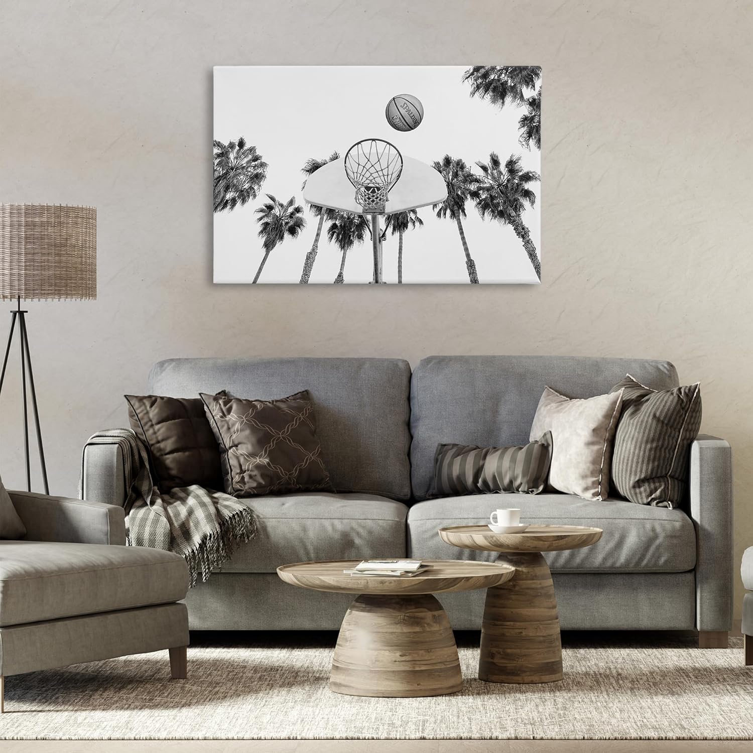 Stupell Industries Basketball Hoop with Palms Canvas Wall Art Design by Sisi and Seb, 36 x 24